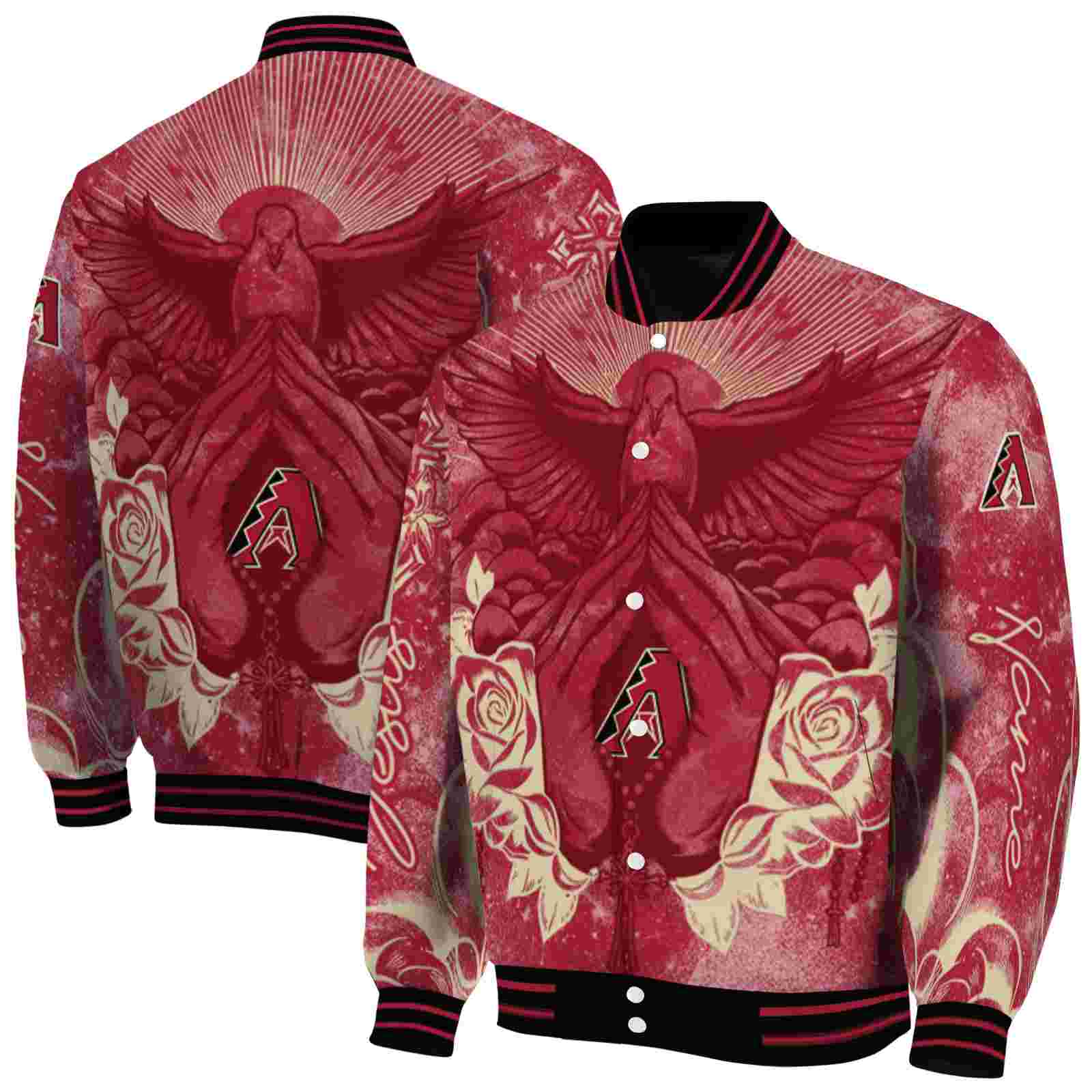 MLB Customized Arizona Diamondbacks Praying Hands Red Custom Baseball Jacket Sport Fans Gear