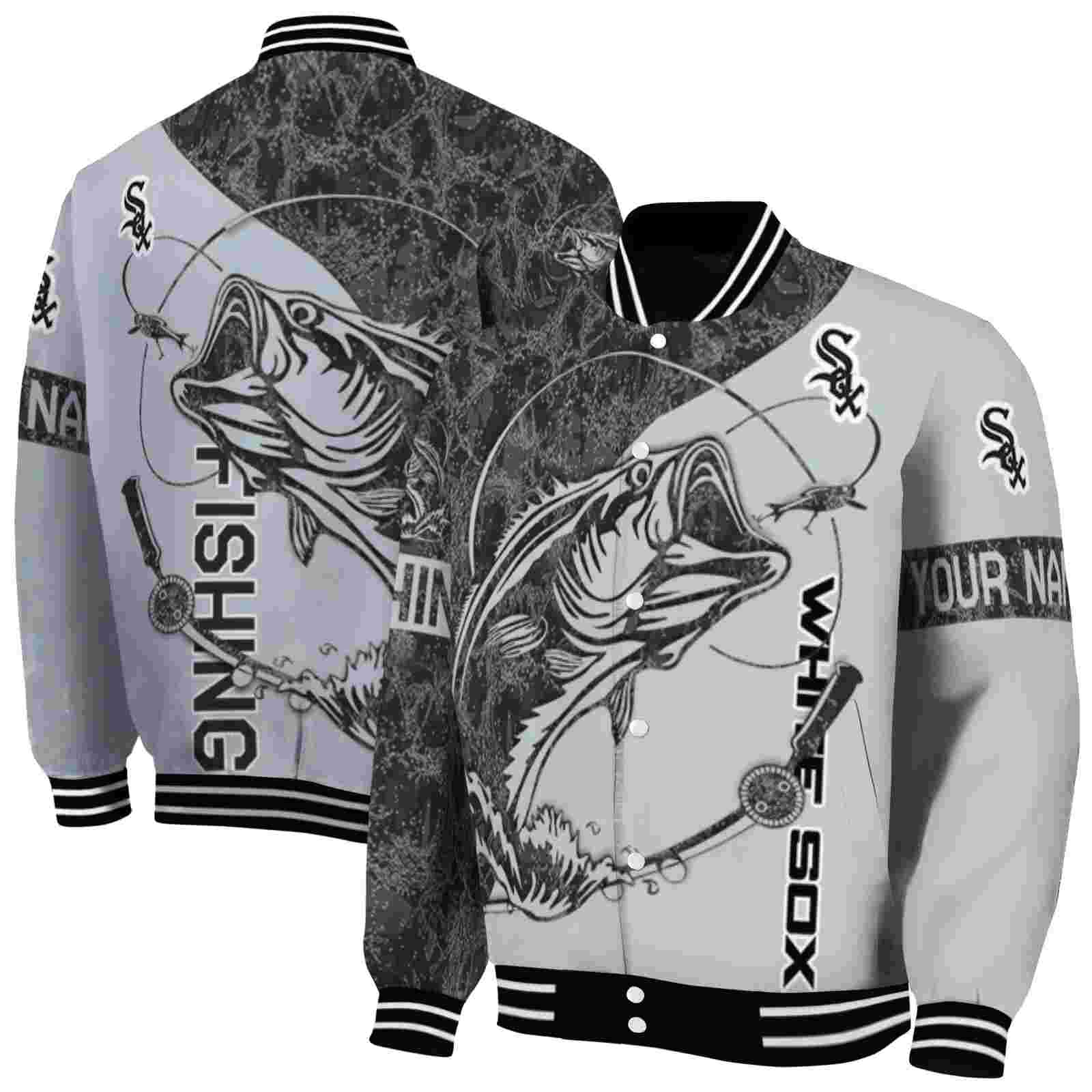 MLB Customized Chicago White Sox Fishing Rod Silver Custom Baseball Jacket Sport Fans Gear