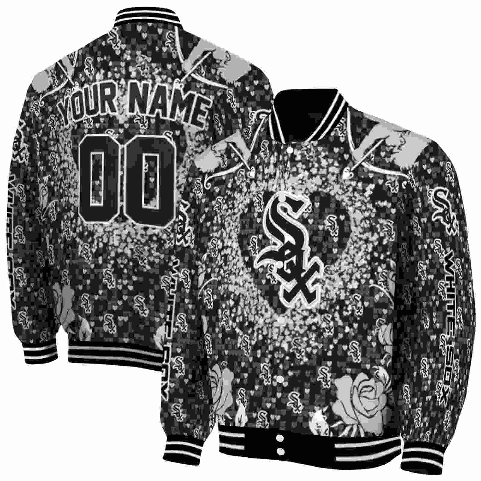 MLB Customized Chicago White Sox Heart Explosion Black Custom Baseball Jacket Sport Fans Gear