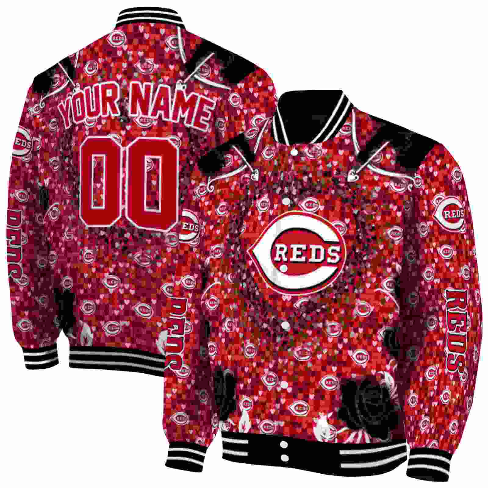 MLB Customized Cincinnati Reds Heart Explosion Red Custom Baseball Jacket Sport Fans Gear