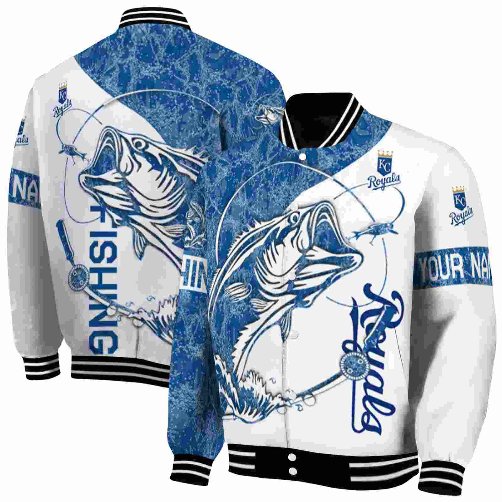 MLB Customized Kansas City Royals Fishing Rod White Custom Baseball Jacket Sport Fans Gear