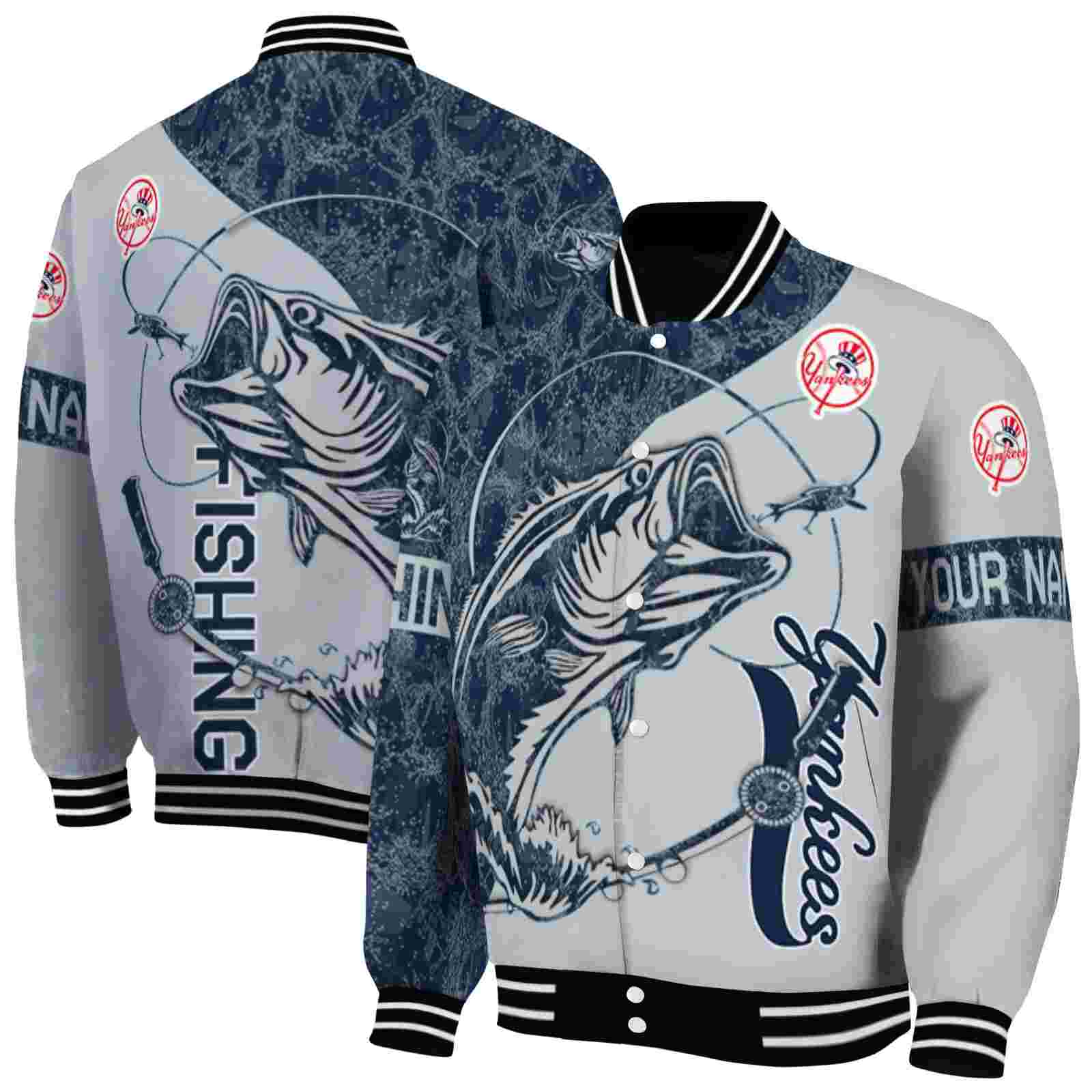 MLB Customized New York Yankees Fishing Rod Gray Custom Baseball Jacket Sport Fans Gear