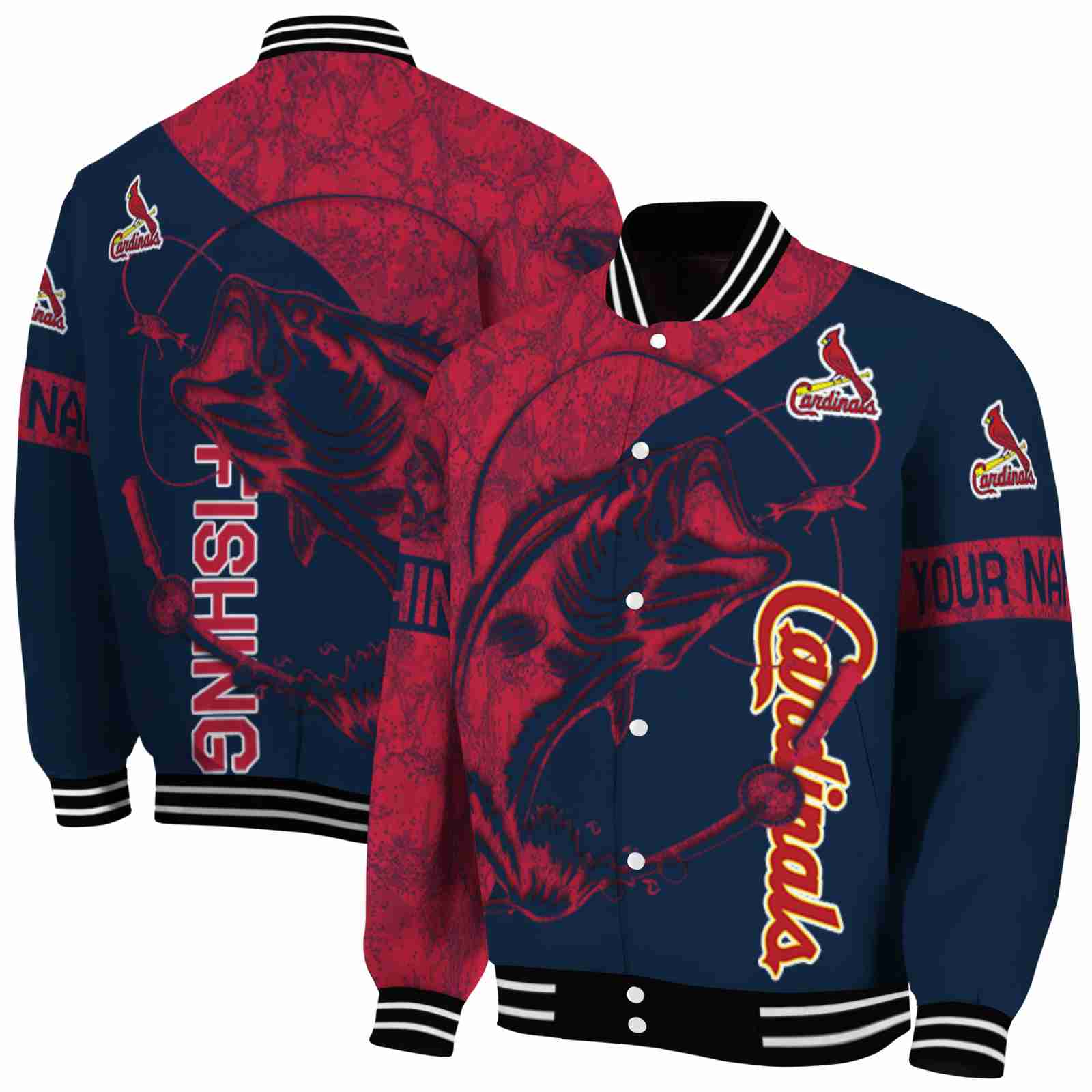 MLB Customized St. Louis Cardinals Fishing Rod Navy Custom Baseball Jacket Sport Fans Gear
