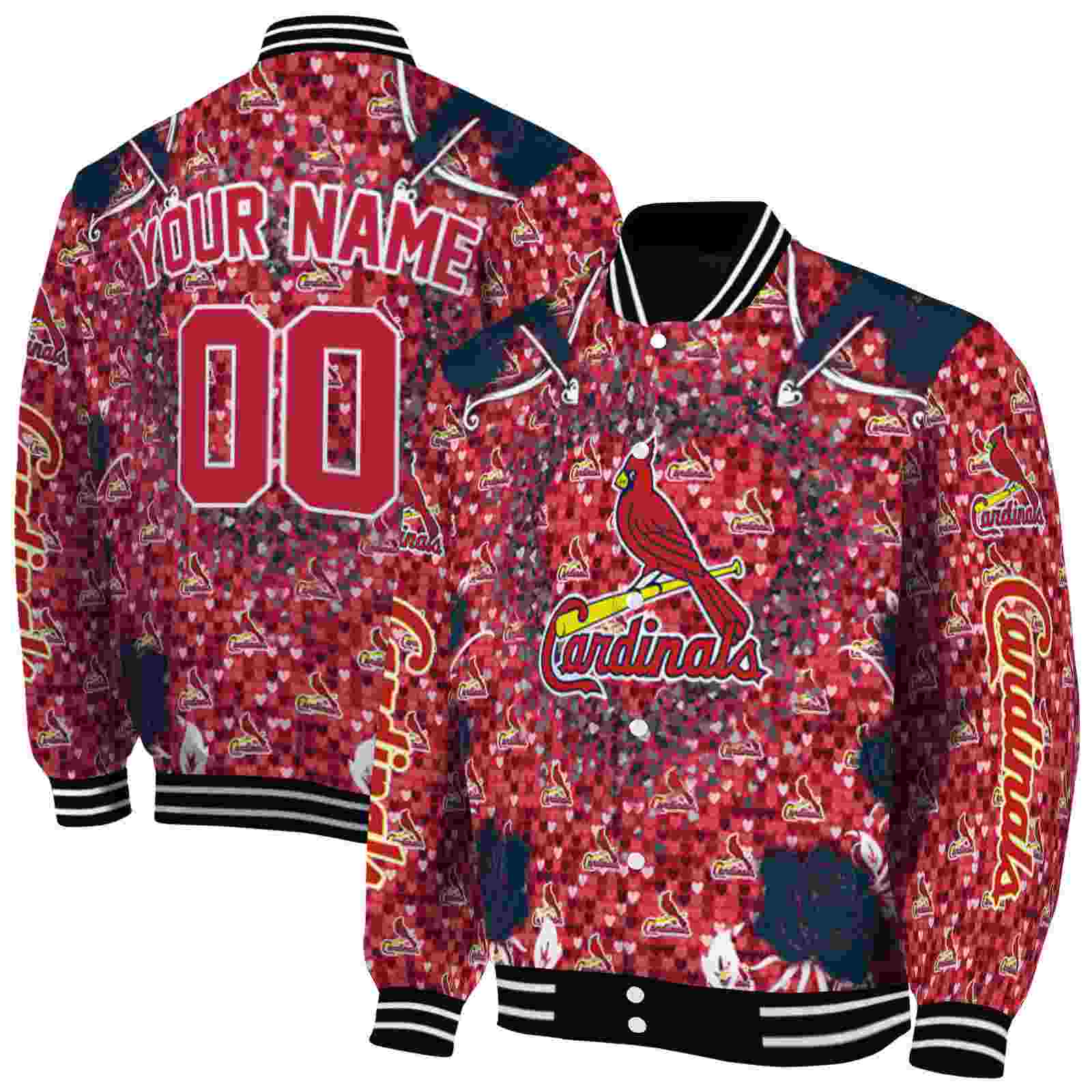 MLB Customized St. Louis Cardinals Heart Explosion Red Custom Baseball Jacket Sport Fans Gear