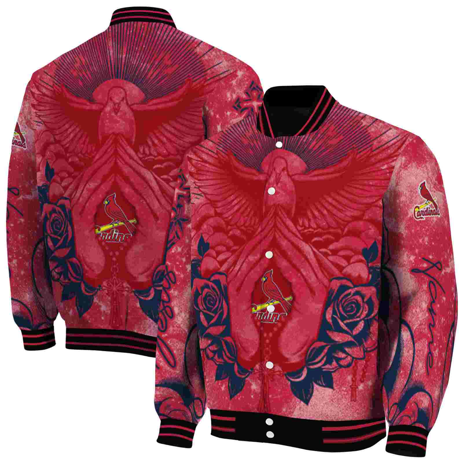MLB Customized St. Louis Cardinals Praying Hands Red Custom Baseball Jacket Sport Fans Gear