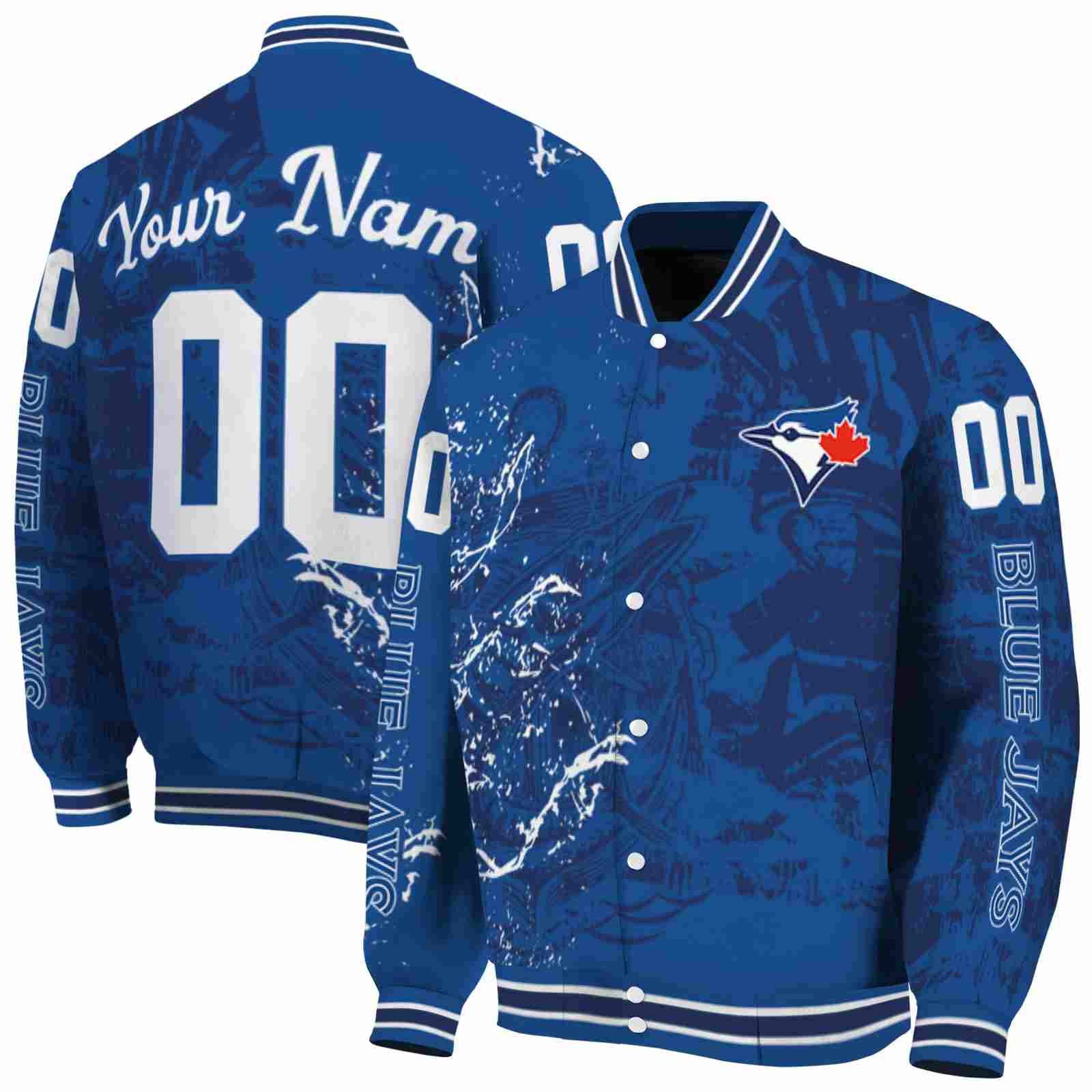 MLB Customized Toronto Blue Jays Fishing Art Blue Custom Baseball Jacket Sport Fans Gear