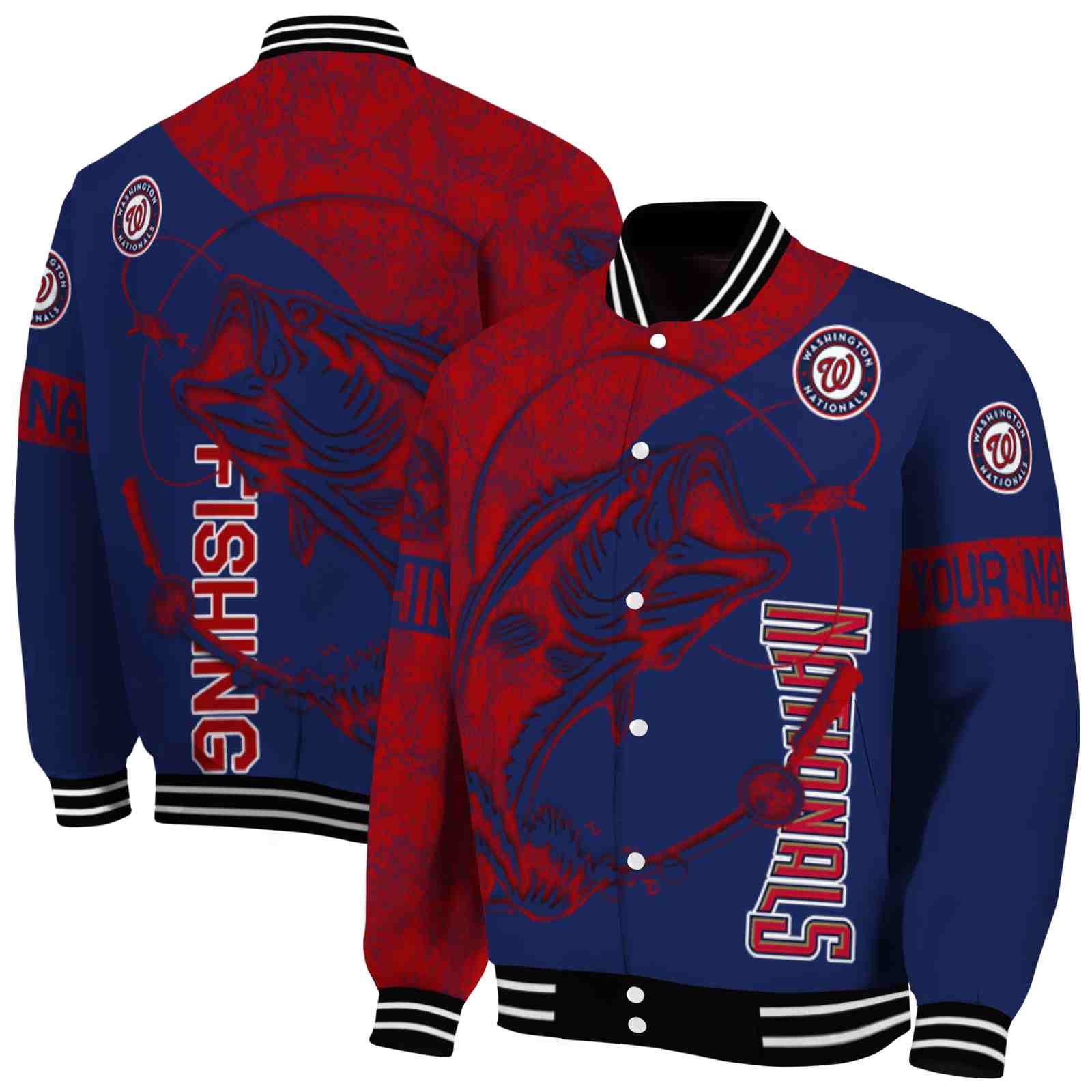MLB Customized Washington Nationals Fishing Rod Blue Custom Baseball Jacket Sport Fans Gear