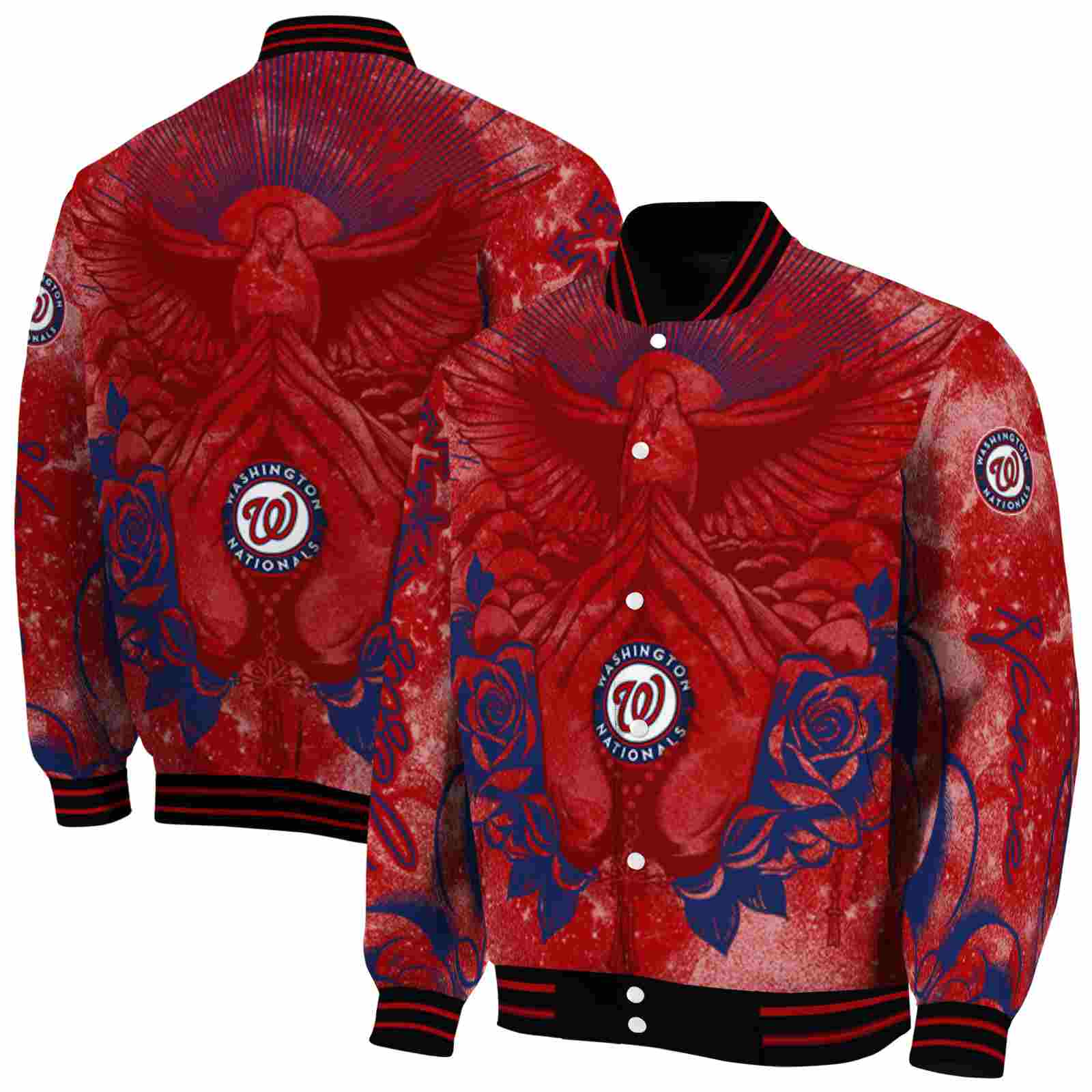 MLB Customized Washington Nationals Praying Hands Red Custom Baseball Jacket Sport Fans Gear