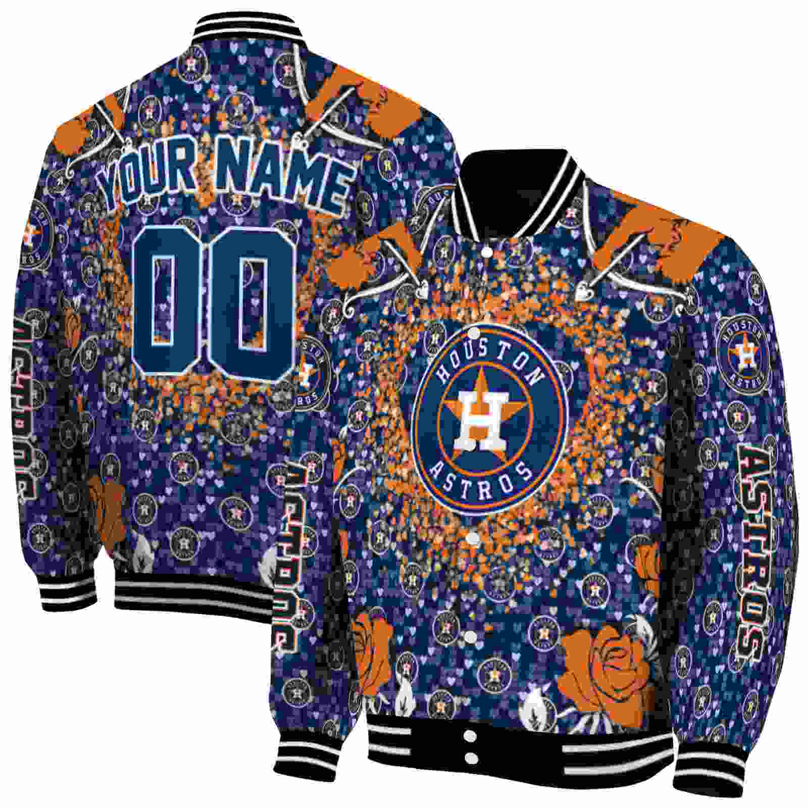 MLB Houston Astros Heart Explosion Blue Custom Baseball Jacket Sport Fans Gear