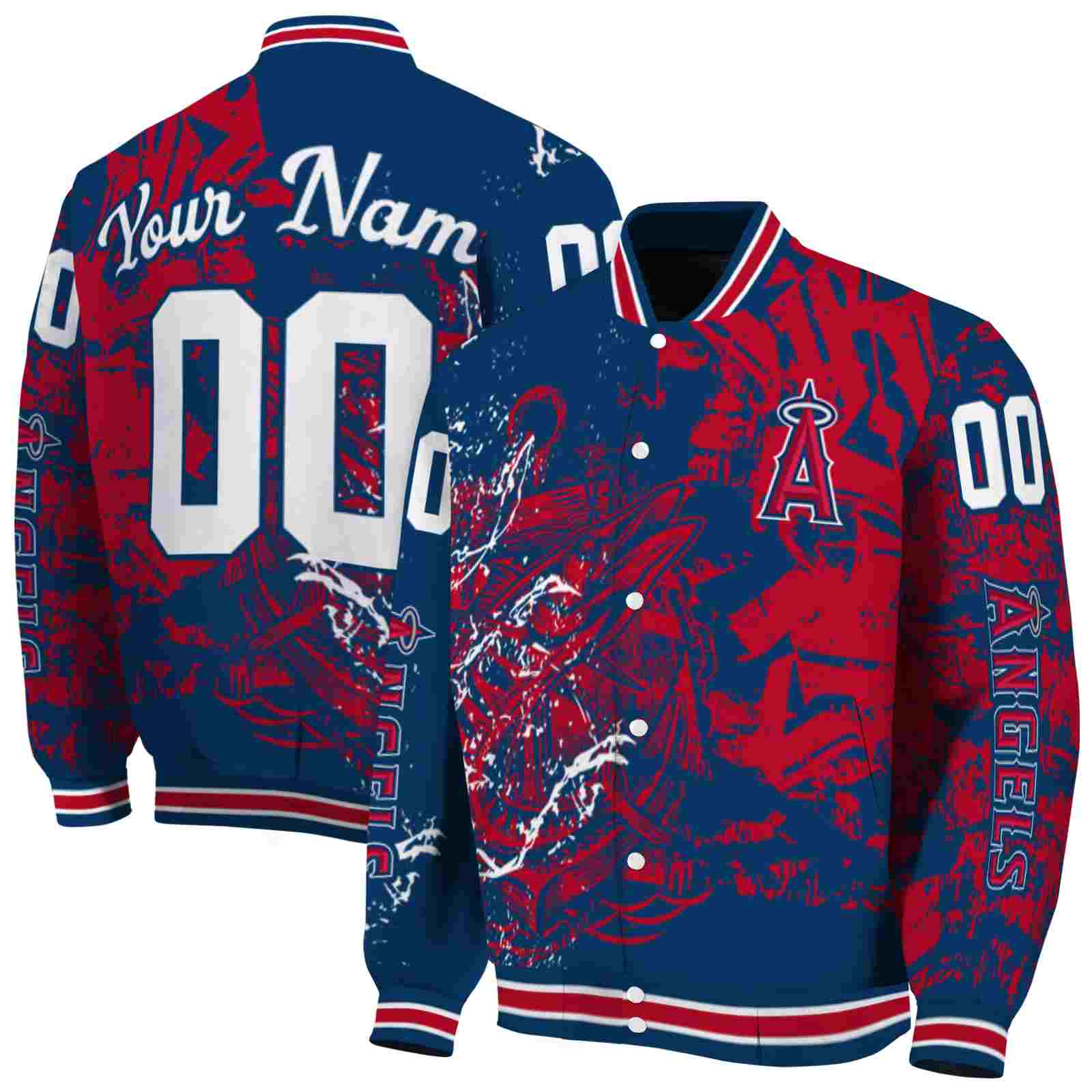 MLB Personalized Los Angeles Angels Fishing Art Blue Custom Baseball Jacket Sport Fans Gear