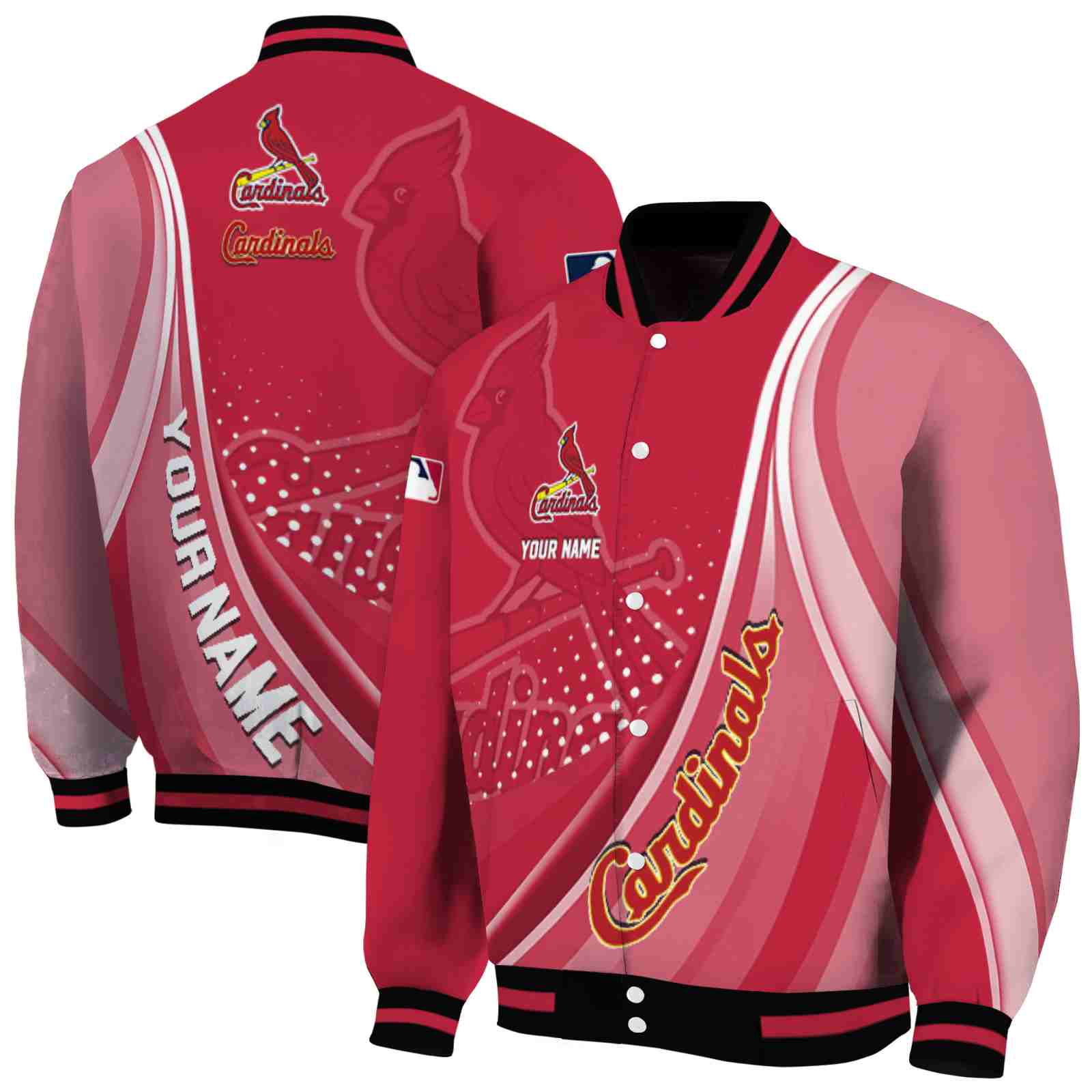 MLB Personalized St. Louis Cardinals Wave Patterns Red Custom Baseball Jacket Sport Fans Gear