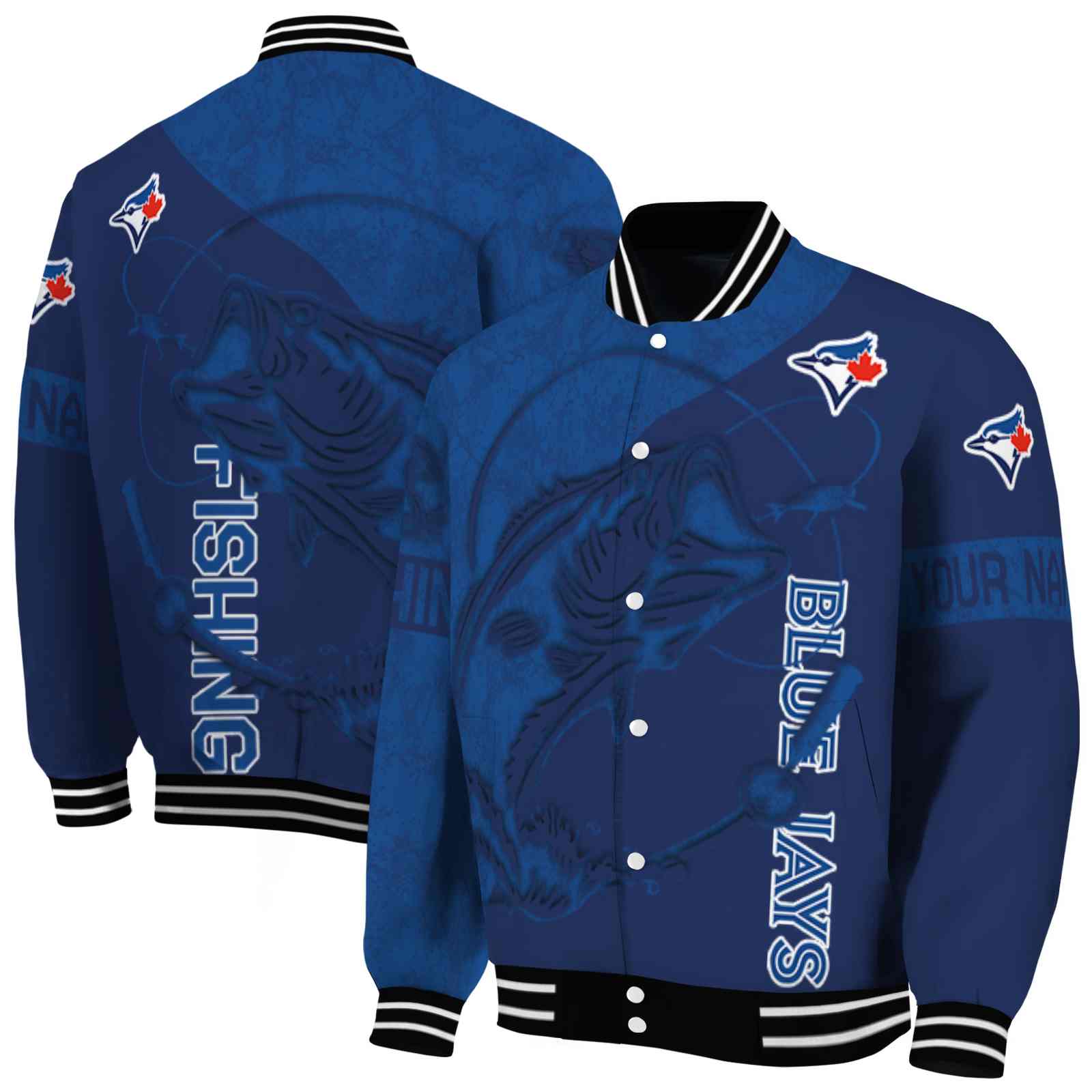 MLB Personalized Toronto Blue Jays Fishing Rod Navy Custom Baseball Jacket Sport Fans Gear