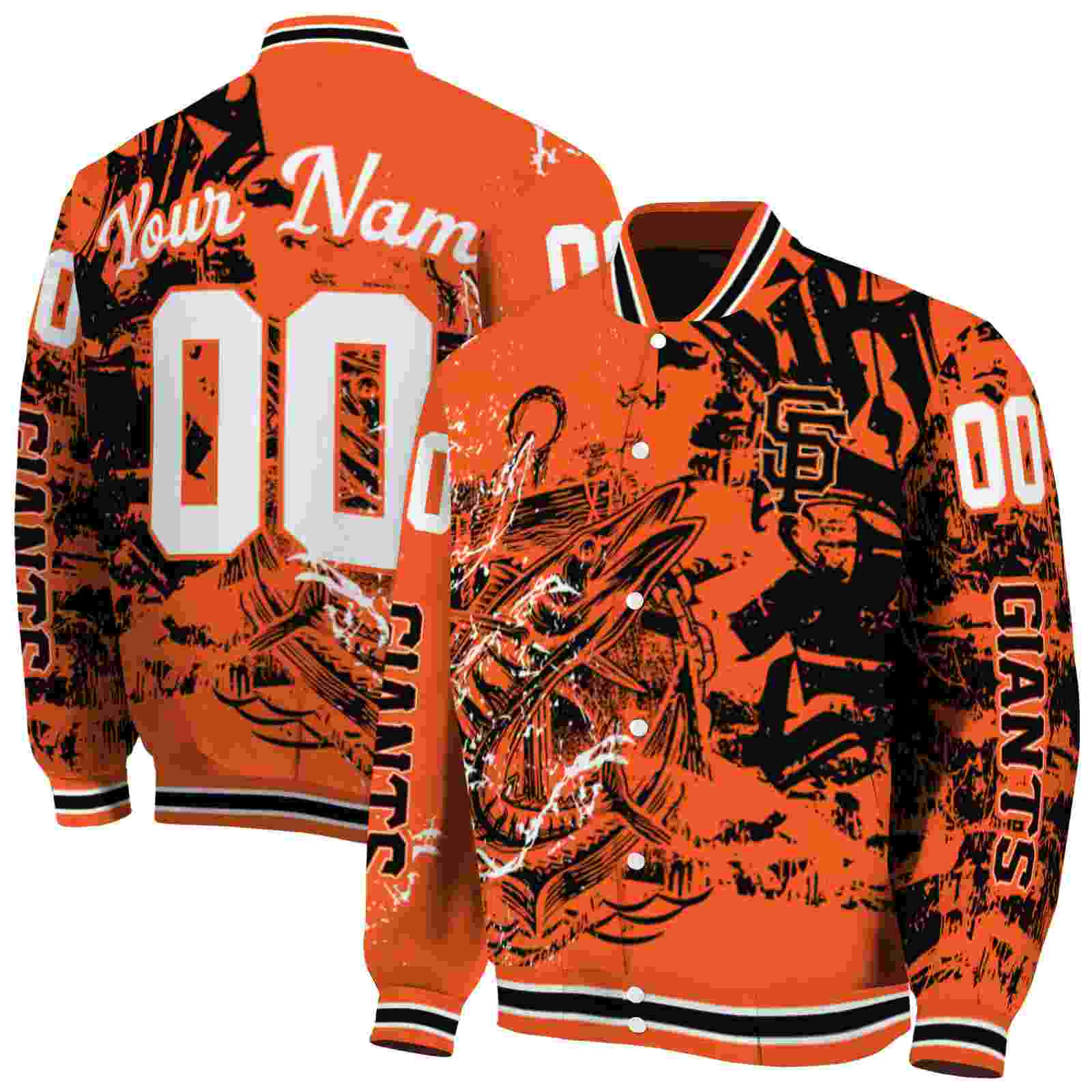 MLB San Francisco Giants Fishing Art Orange Custom Baseball Jacket Sport Fans Gear