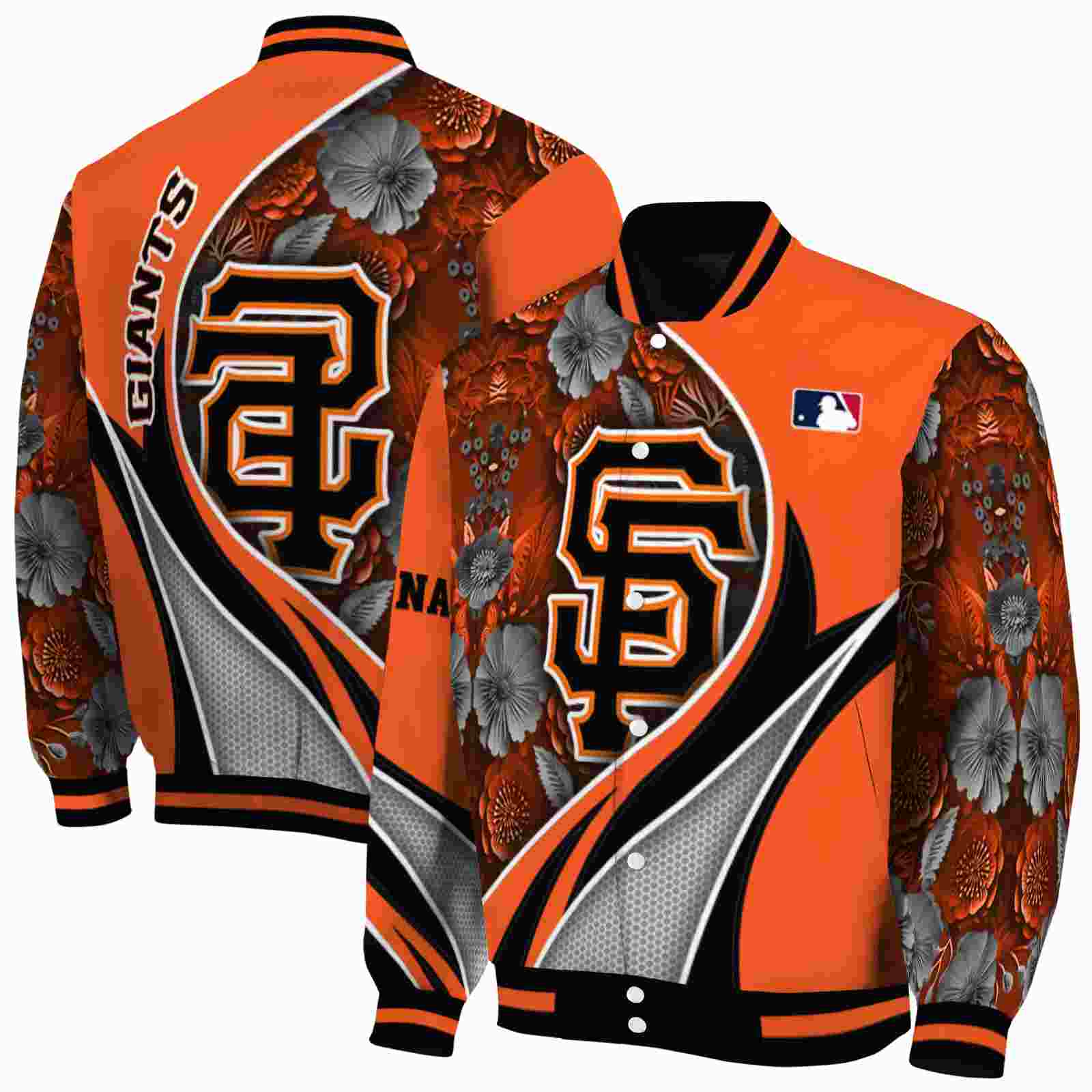MLB San Francisco Giants Floral Print Orange Custom Baseball Jacket Sport Fans Gear