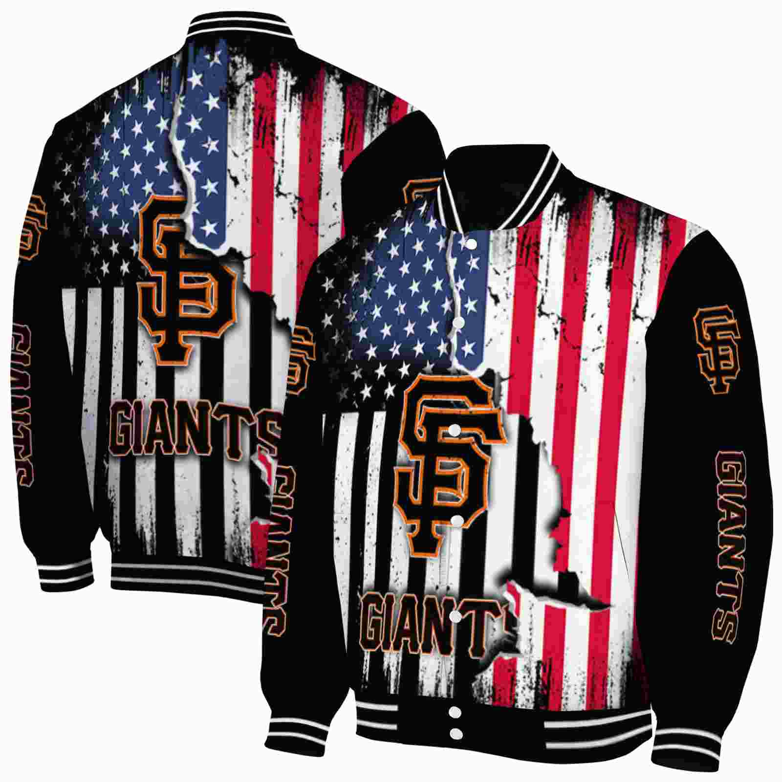MLB San Francisco Giants Patriotic Theme Black Custom Baseball Jacket Sport Fans Gear