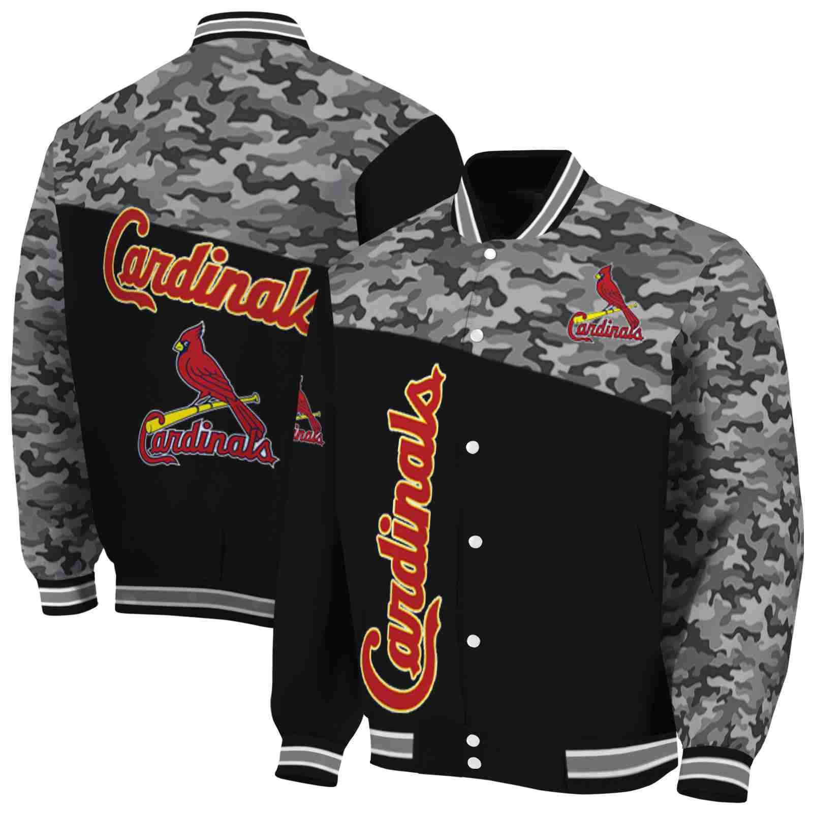 MLB St. Louis Cardinals Camo Patchwork Black Custom Baseball Jacket Sport Fans Gear