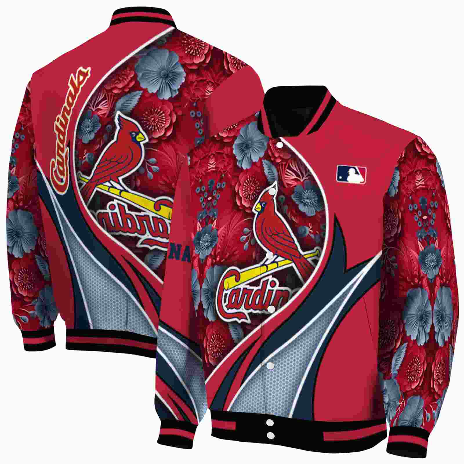 MLB St. Louis Cardinals Floral Print Red Custom Baseball Jacket Sport Fans Gear