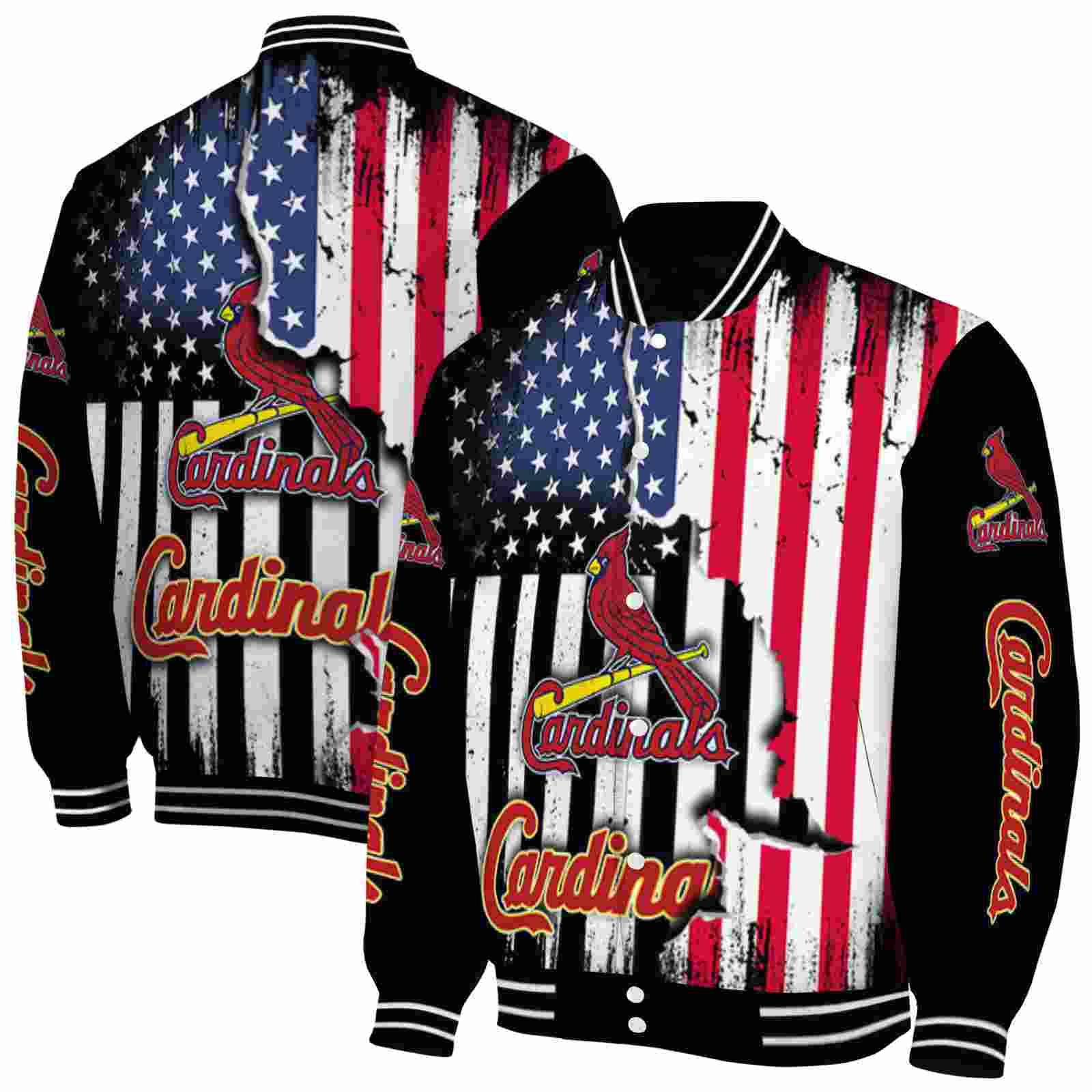 MLB St. Louis Cardinals Patriotic Theme Black Custom Baseball Jacket Sport Fans Gear