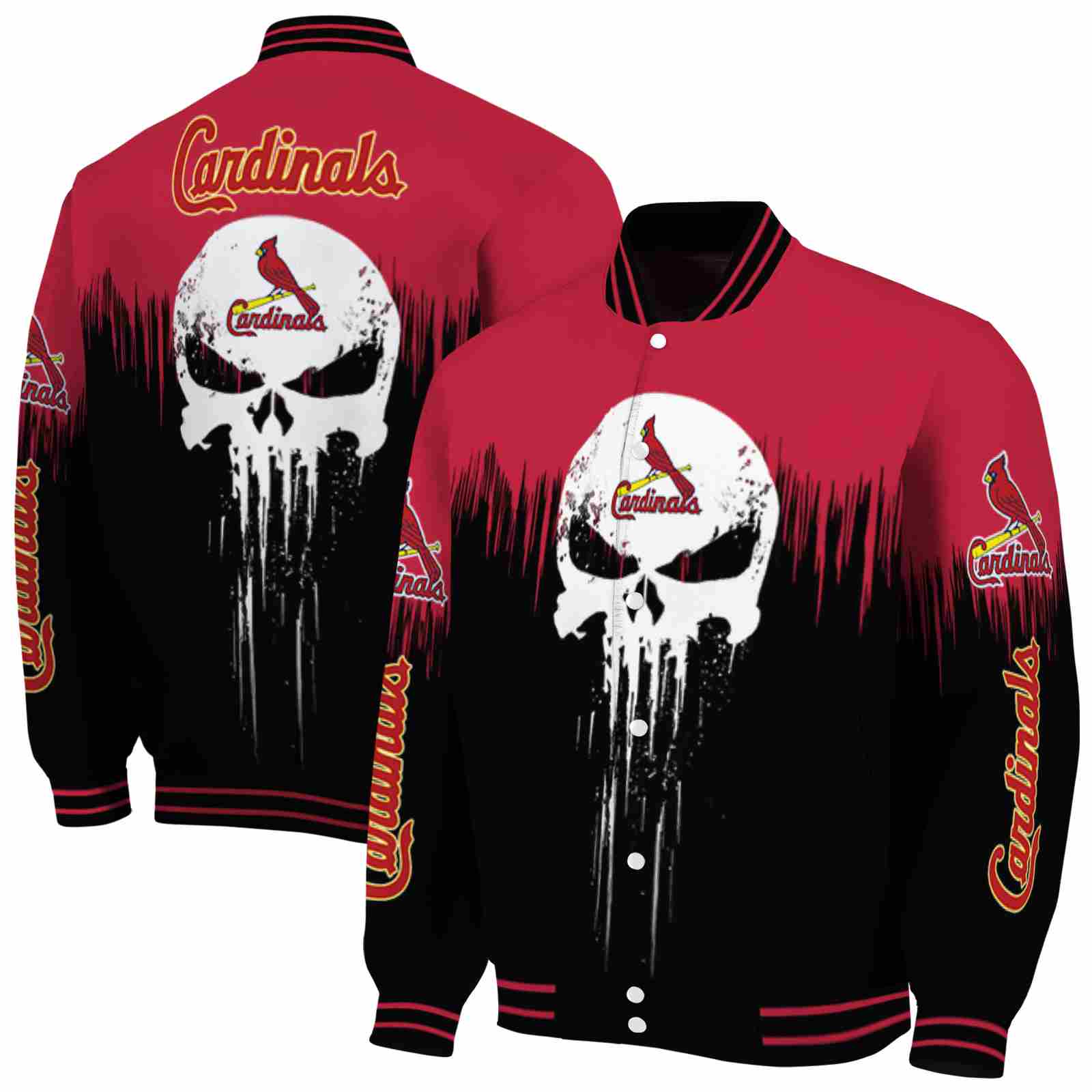 MLB St. Louis Cardinals Punisher Skull Red Black White Custom Baseball Jacket Sport Fans Gear