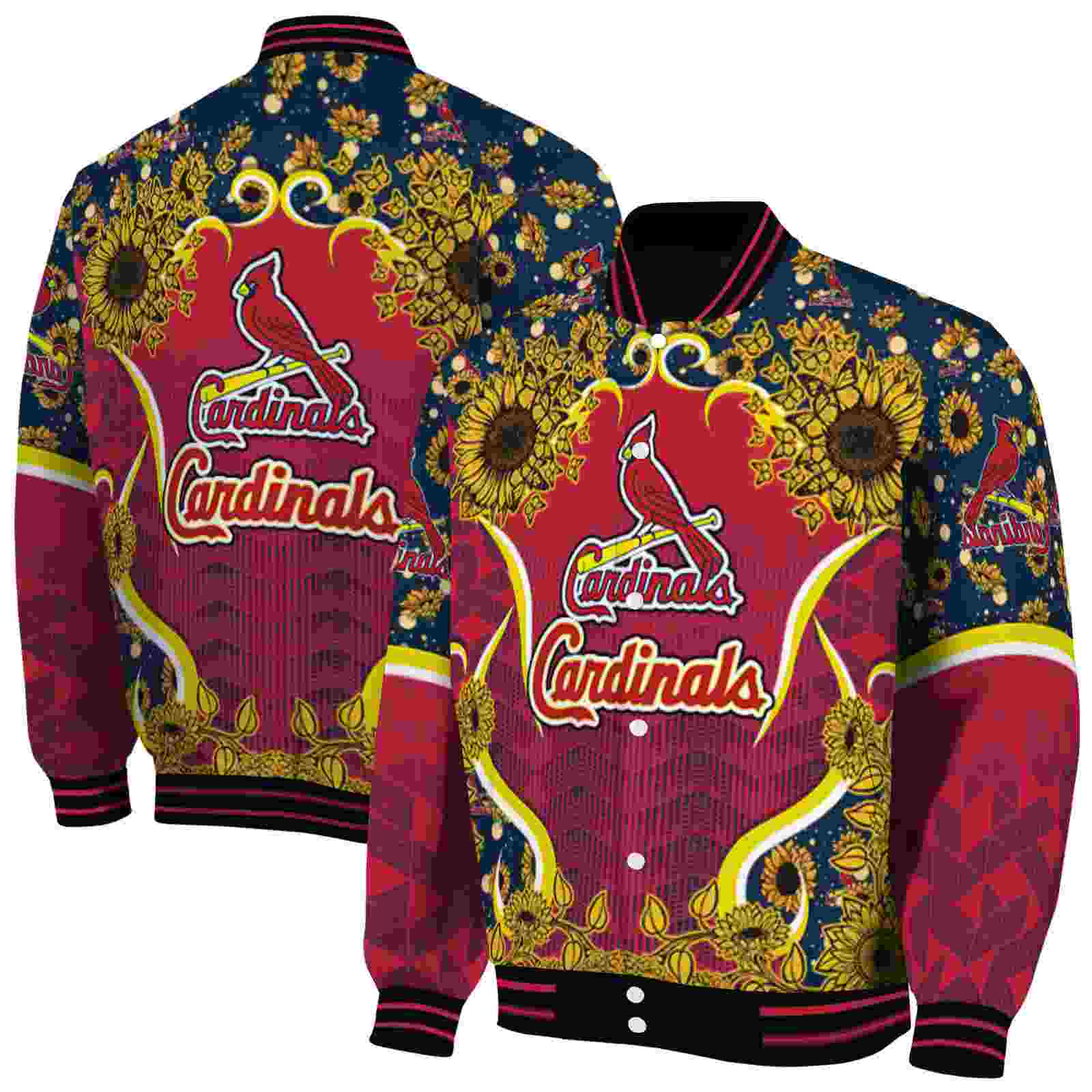 MLB St. Louis Cardinals SuNFL ower Bloom Red Yellow Custom Baseball Jacket Sport Fans Gear