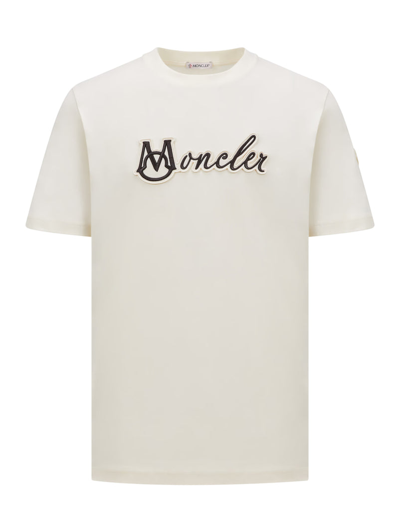 Moncler EMBROIDERED VARSITY LOGO COTTON T-SHIRT