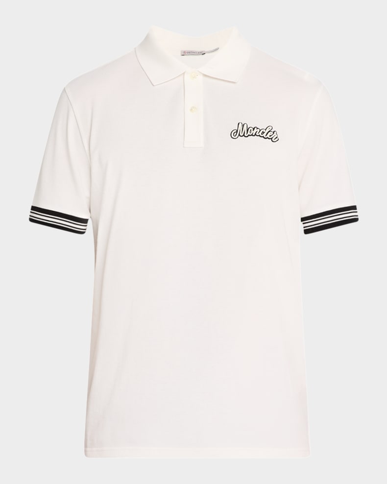 Moncler Men's Cotton Logo Polo Shirt Natural