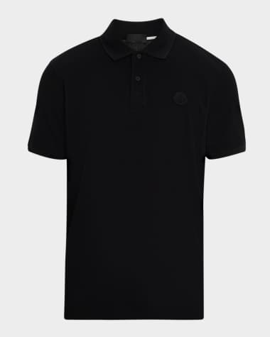 Moncler Men's Cotton Tonal Logo Polo Shirt Black