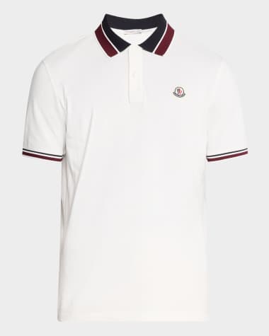 Moncler Men's Pique Stripe Polo Shirt Natural