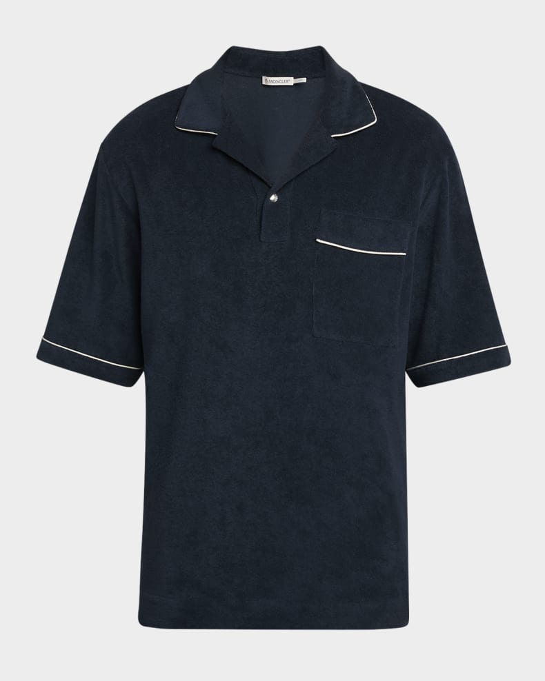 Moncler Men's Terry Polo Shirt Navy