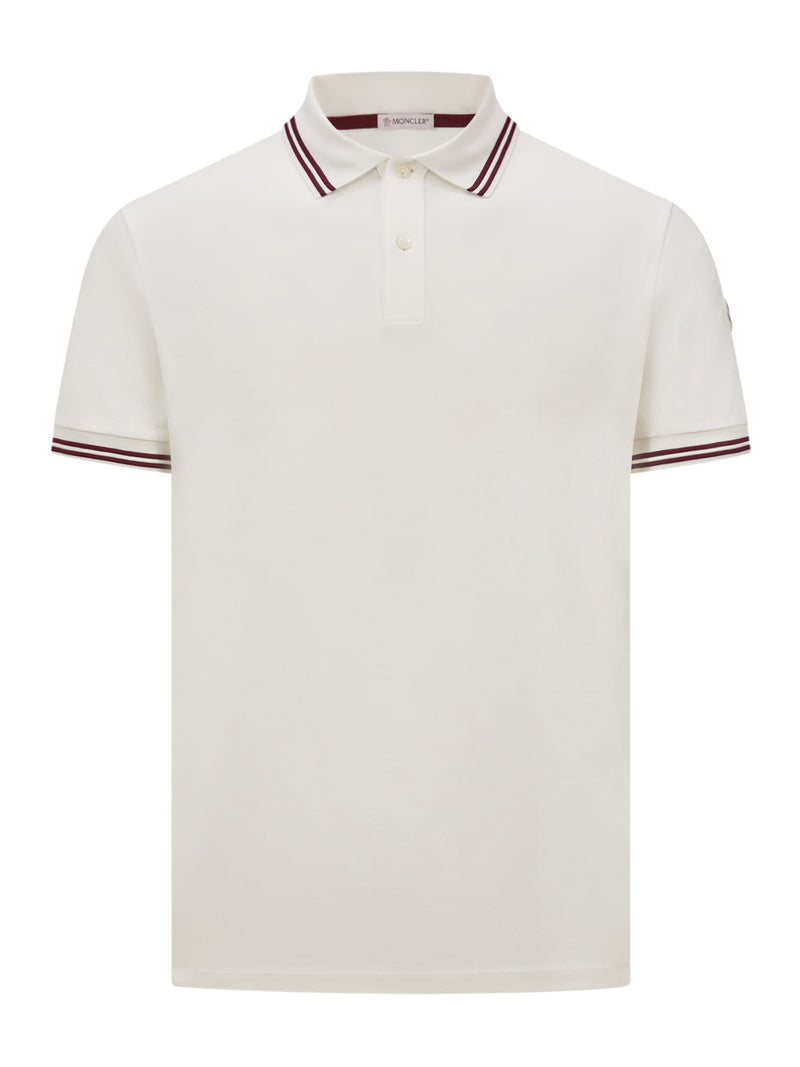 Moncler STRIPED TRIM COTTON PIQUET POLO SHIRT