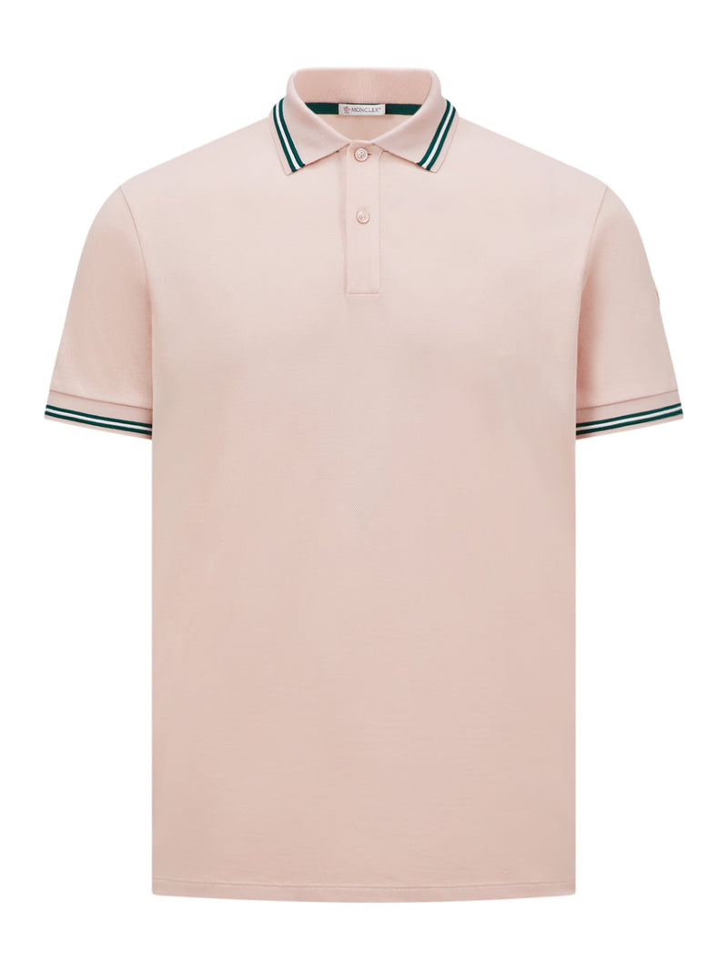 Moncler STRIPED TRIM COTTON PIQUET POLO SHIRT