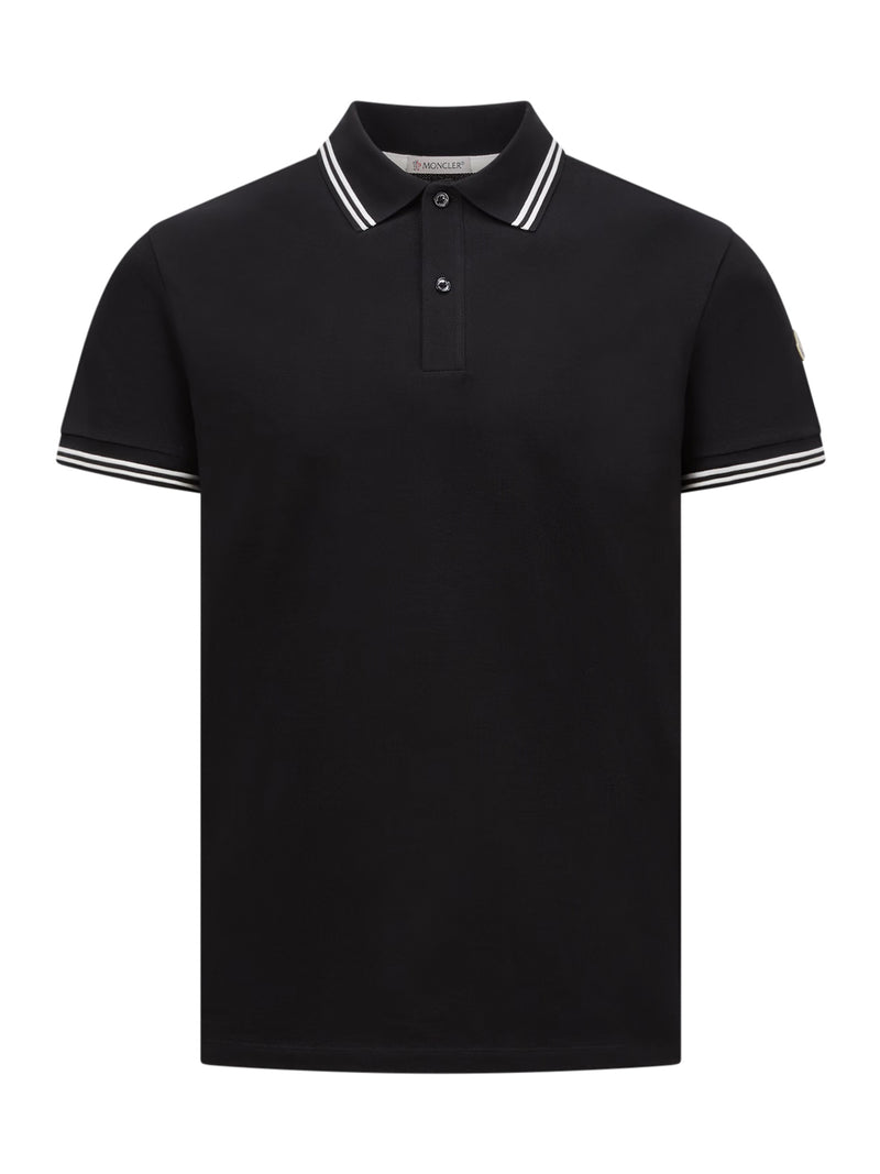 Moncler STRIPED TRIM COTTON PIQUET POLO SHIRT