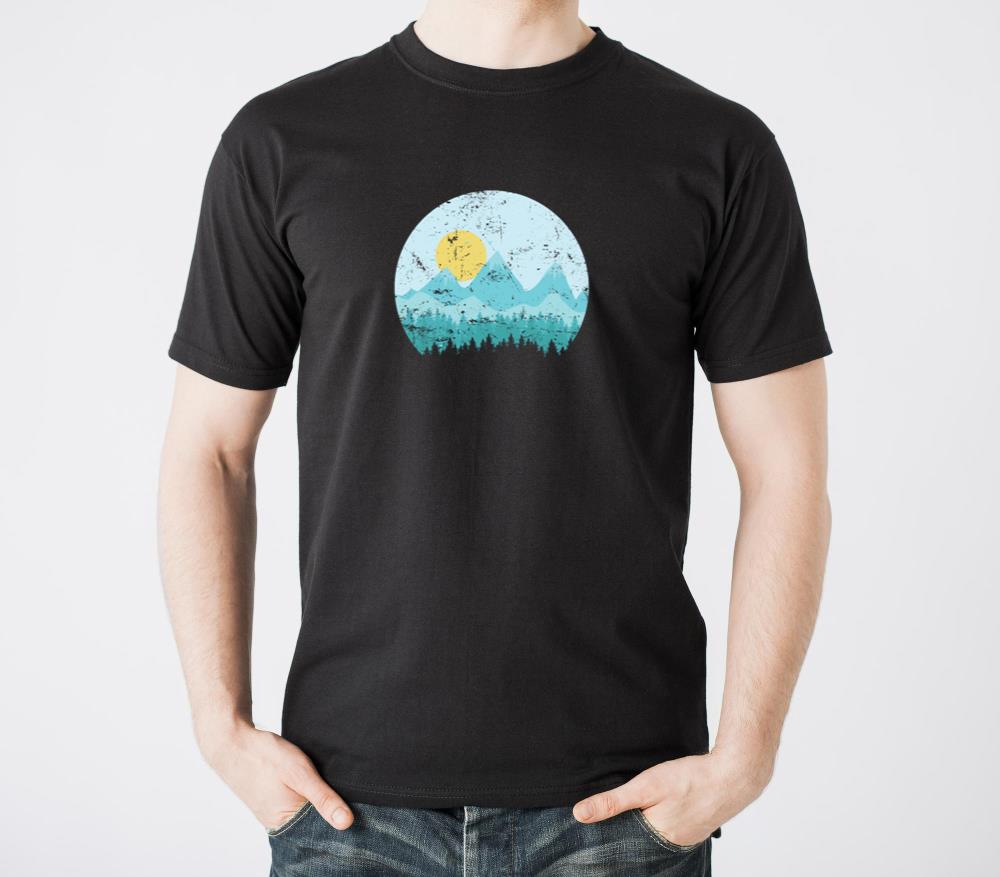 Mountains with Snow Landscape and Forests - Unisex Standard T-Shirt