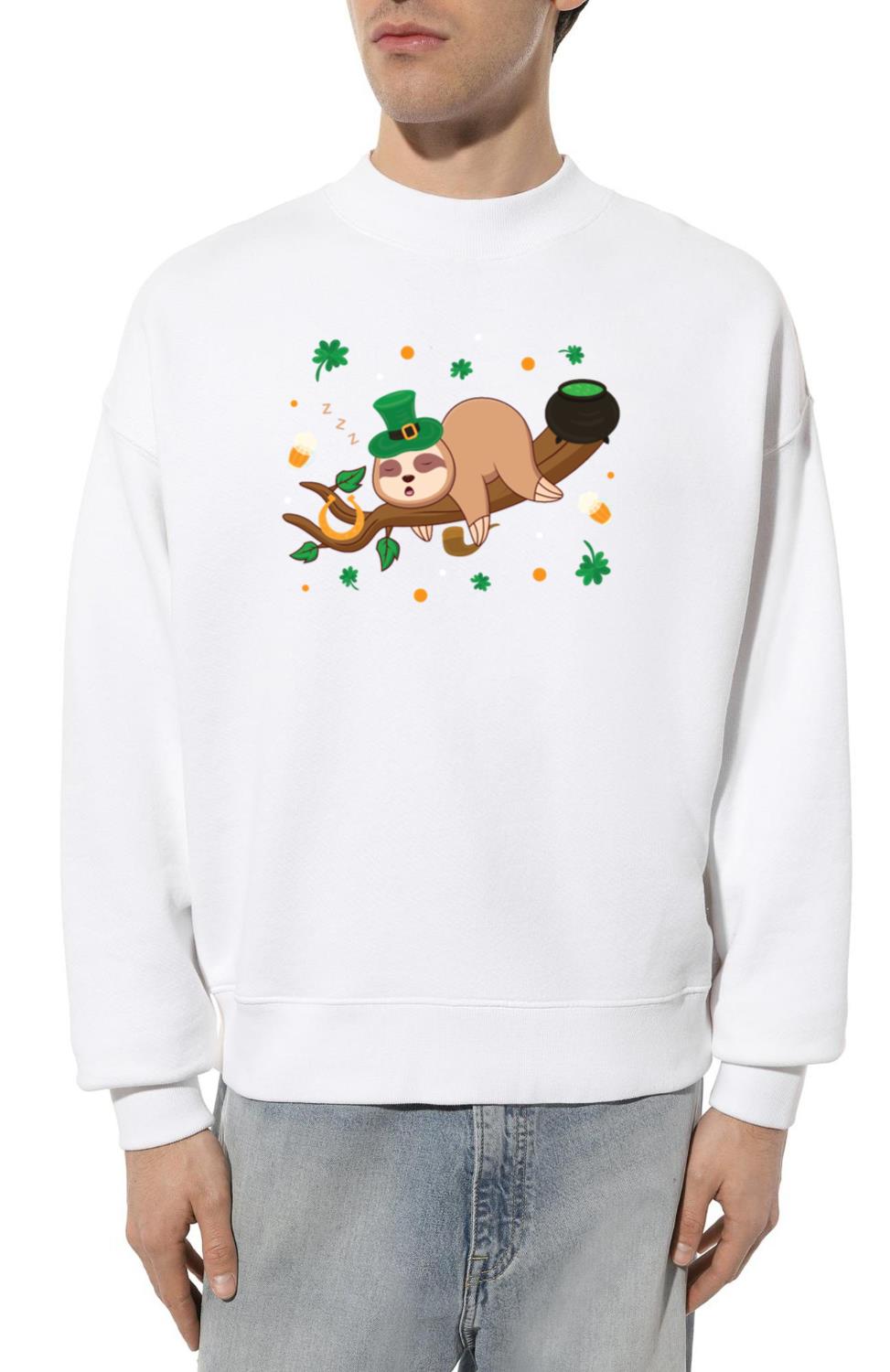 Napping Cute Mammal Holiday Sloth St. Patrick's - Unisex Sweatshirt