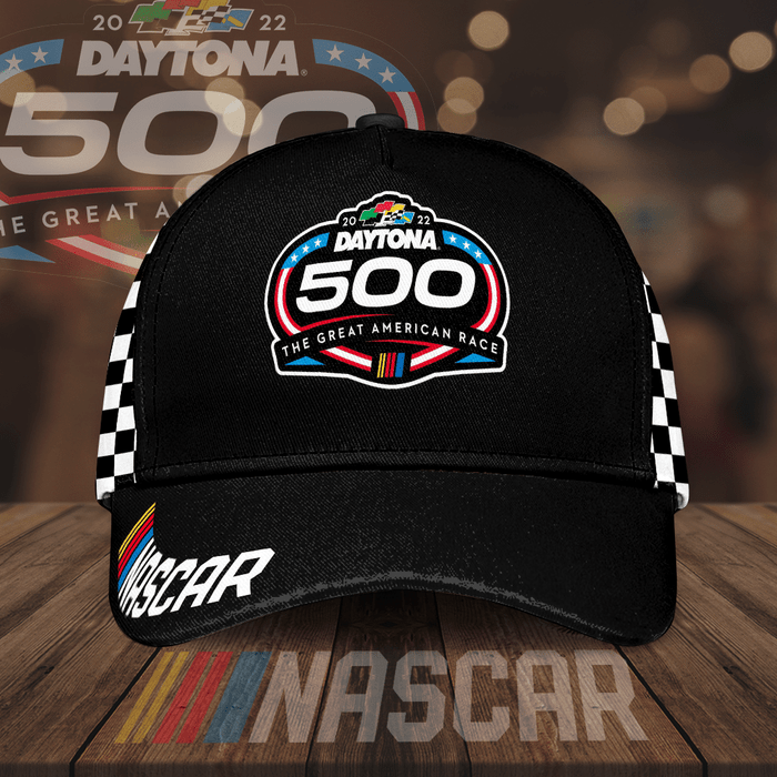Nascar Daytona 500 The Great American Race Checkered Pattern Classic Baseball Cap Black CNI2183