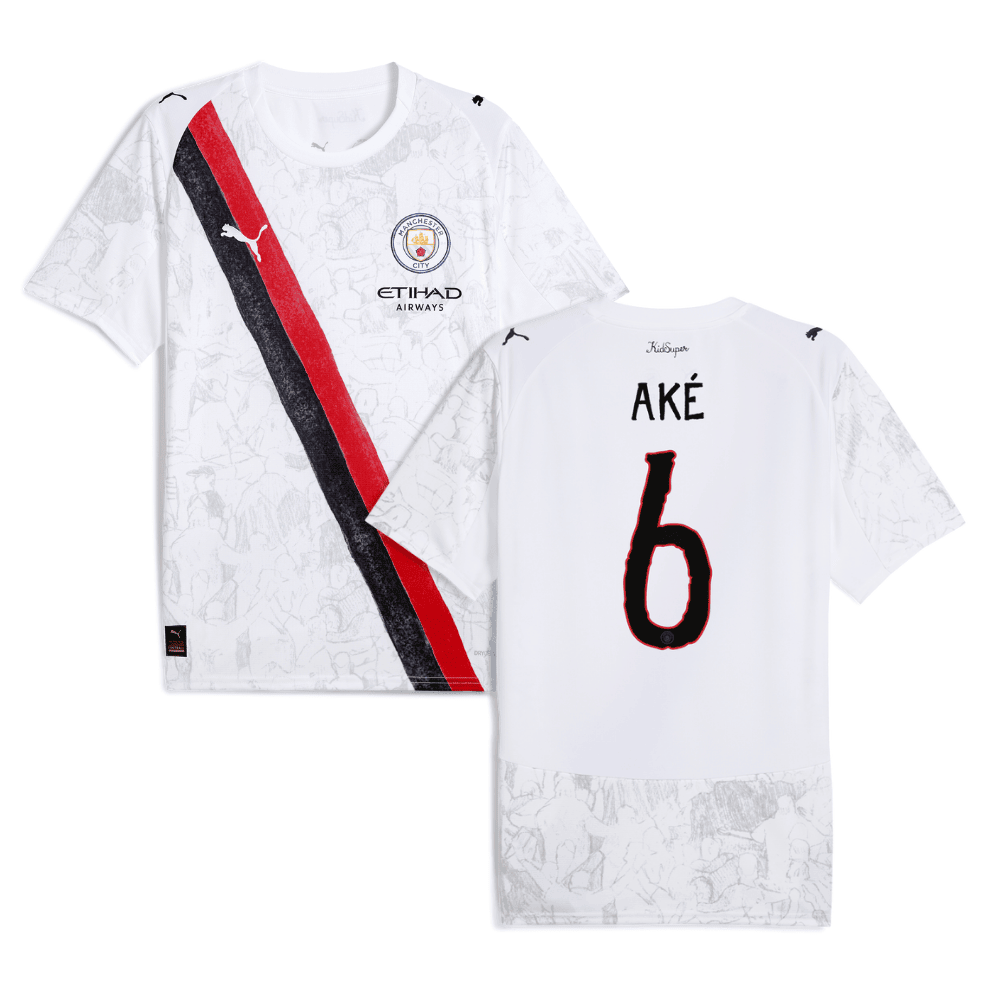 Nathan Ak 6 Manchester City x KidSuper 2025/26 Men Jersey - White