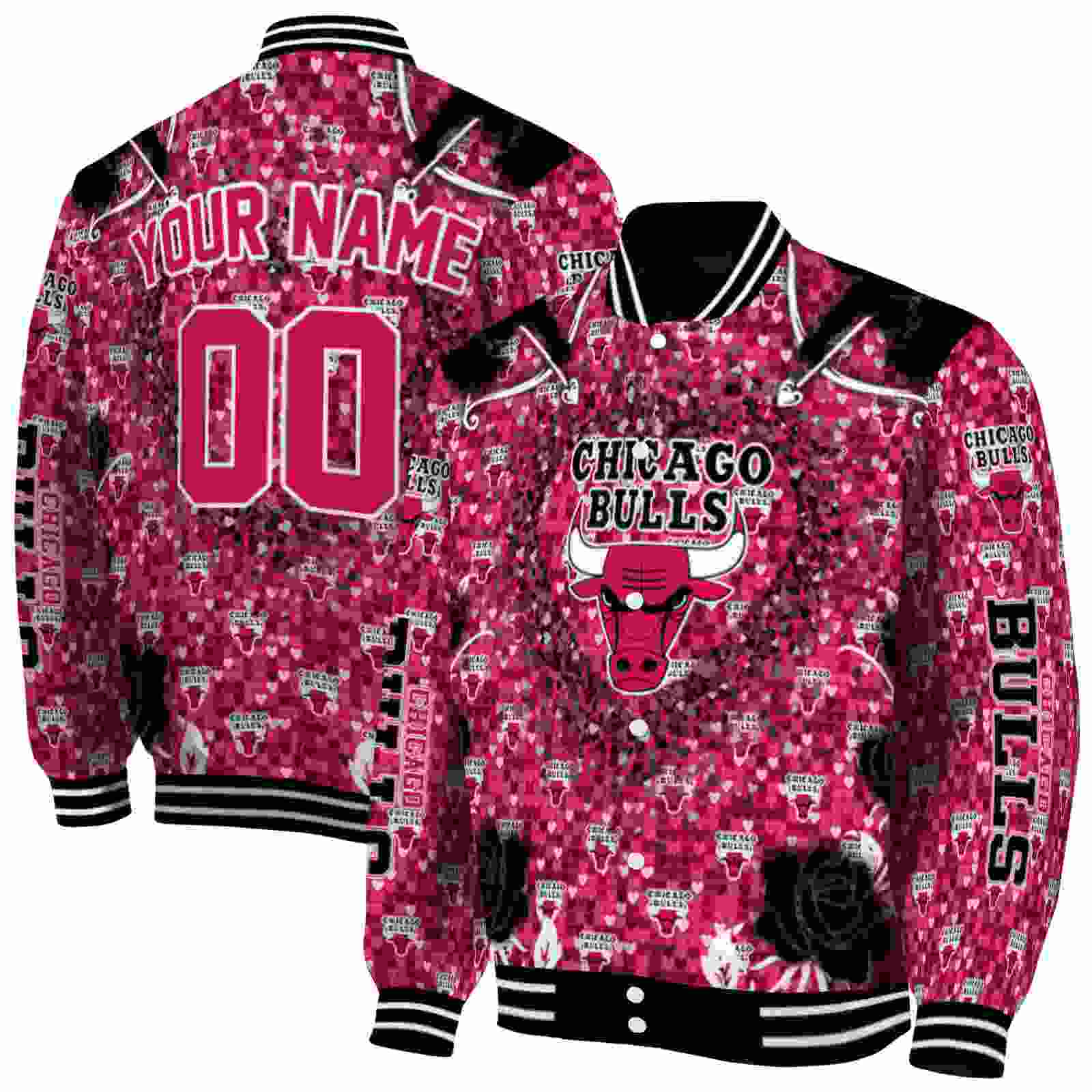 NBA Chicago Bulls Heart Explosion Red Custom Baseball Jacket Sport Fans Gear