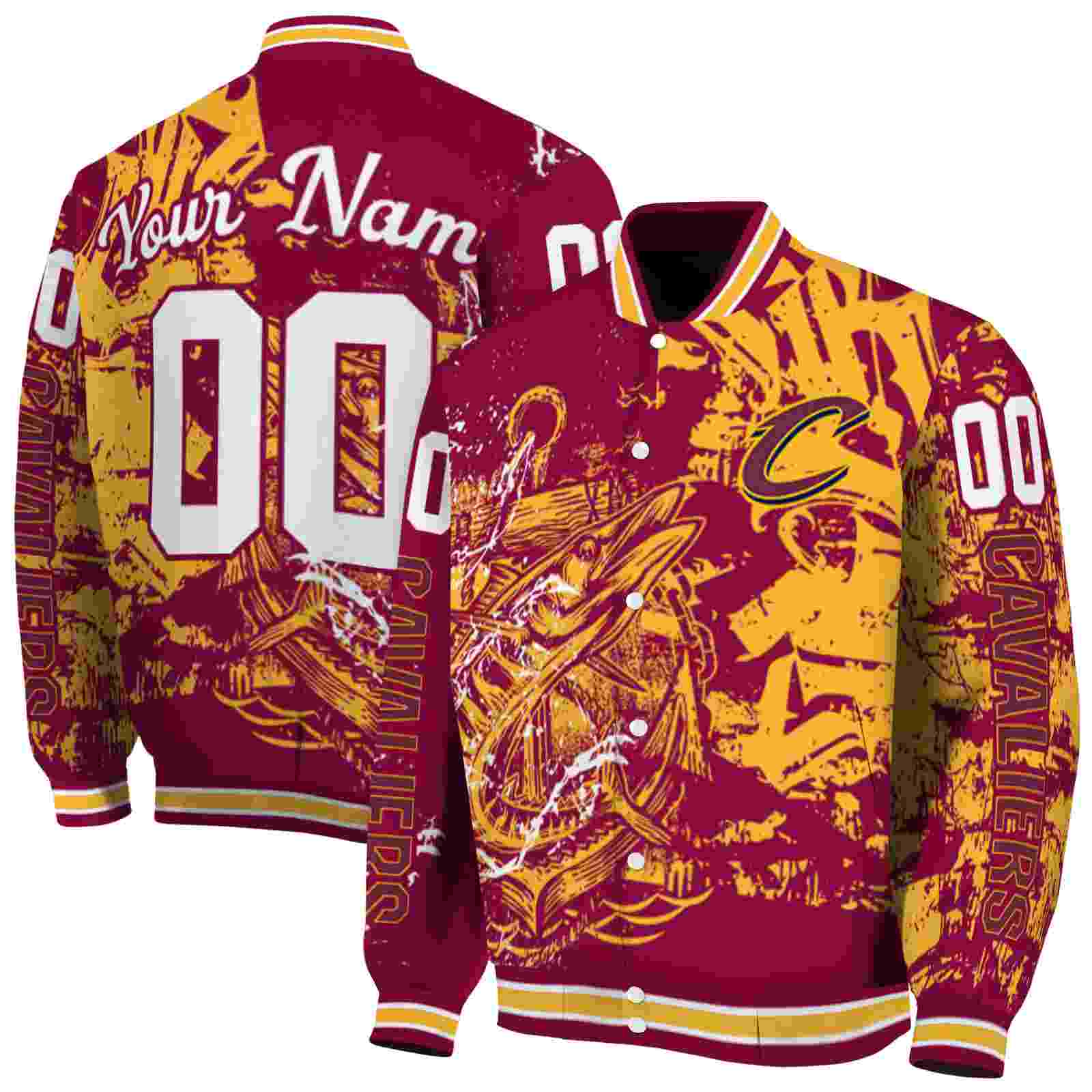 NBA Cleveland Cavaliers Fishing Art Wine Custom Baseball Jacket Sport Fans Gear