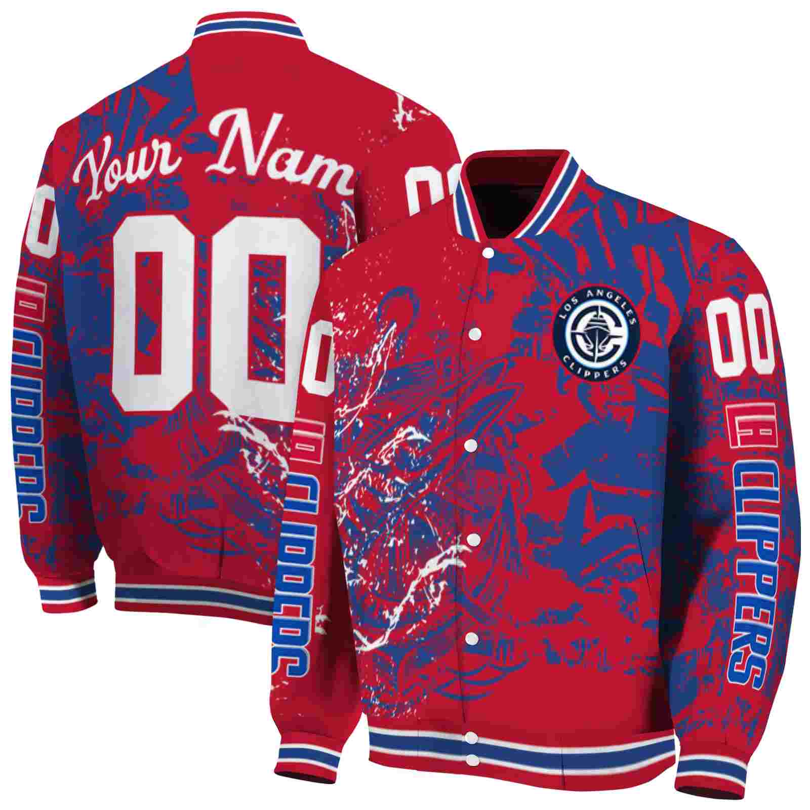 NBA Los Angeles Clippers Fishing Art Red Custom Baseball Jacket Sport Fans Gear