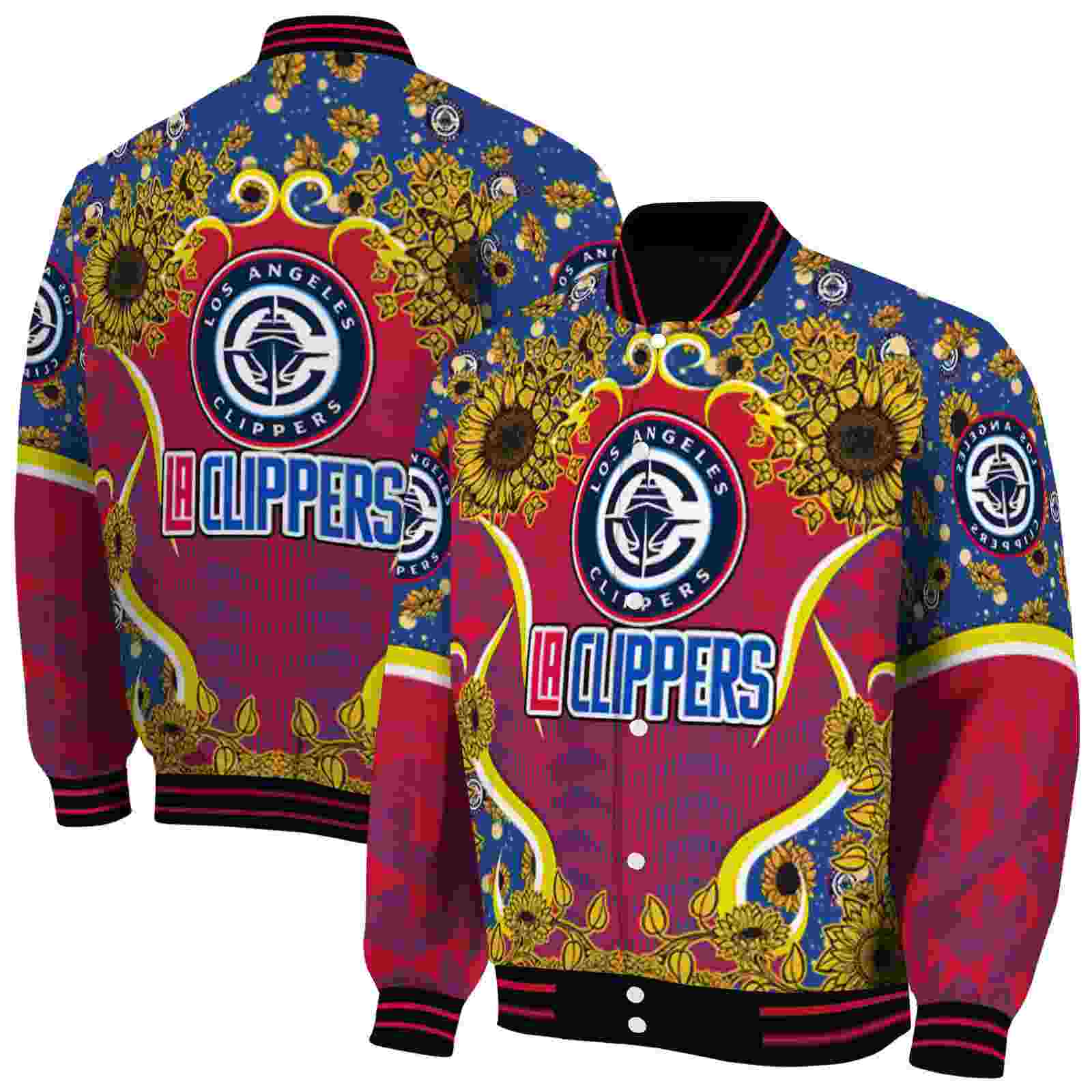 NBA Los Angeles Clippers SuNFL ower Bloom Red Yellow Custom Baseball Jacket Sport Fans Gear
