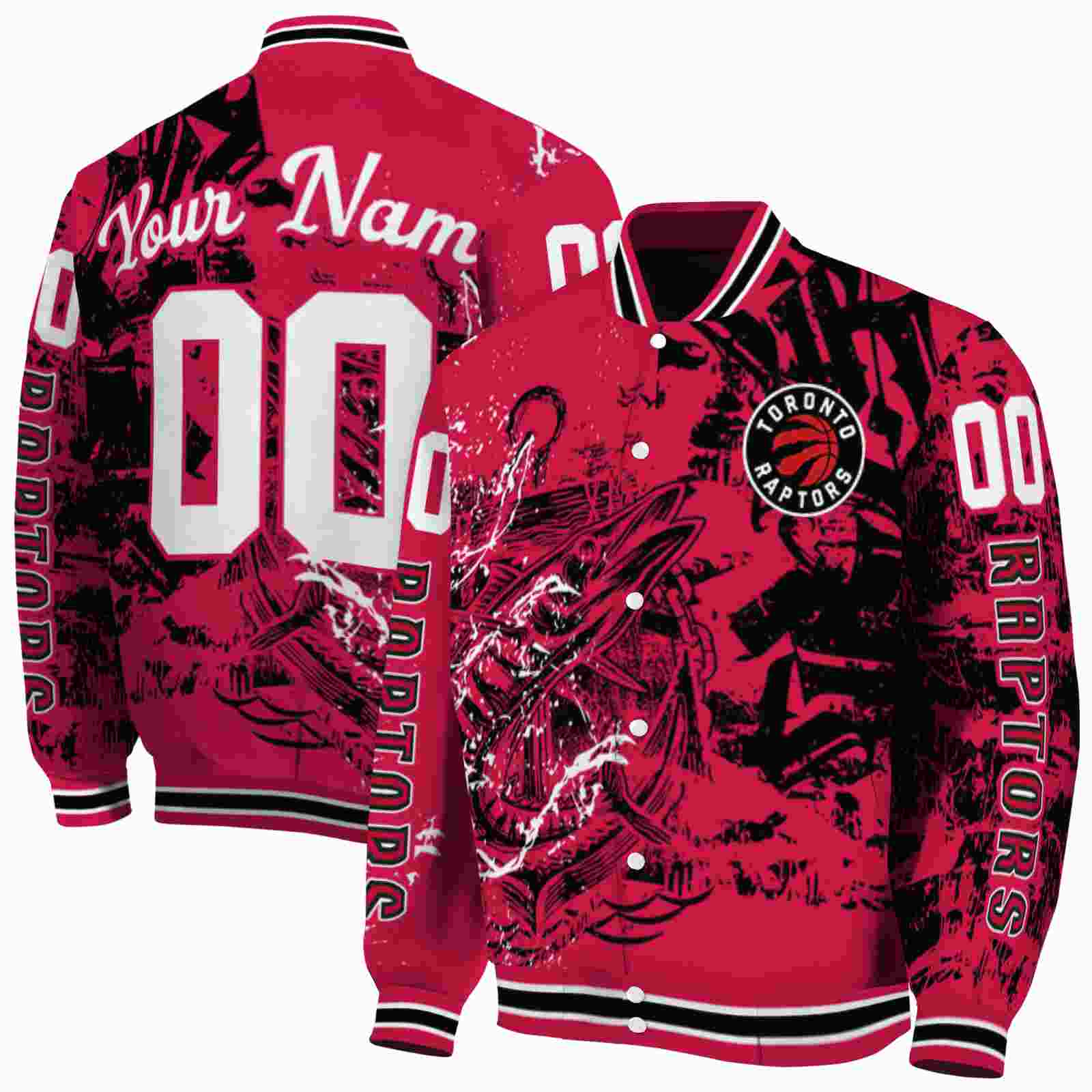 NBA Personalized Toronto Raptors Fishing Art Red Custom Baseball Jacket Sport Fans Gear