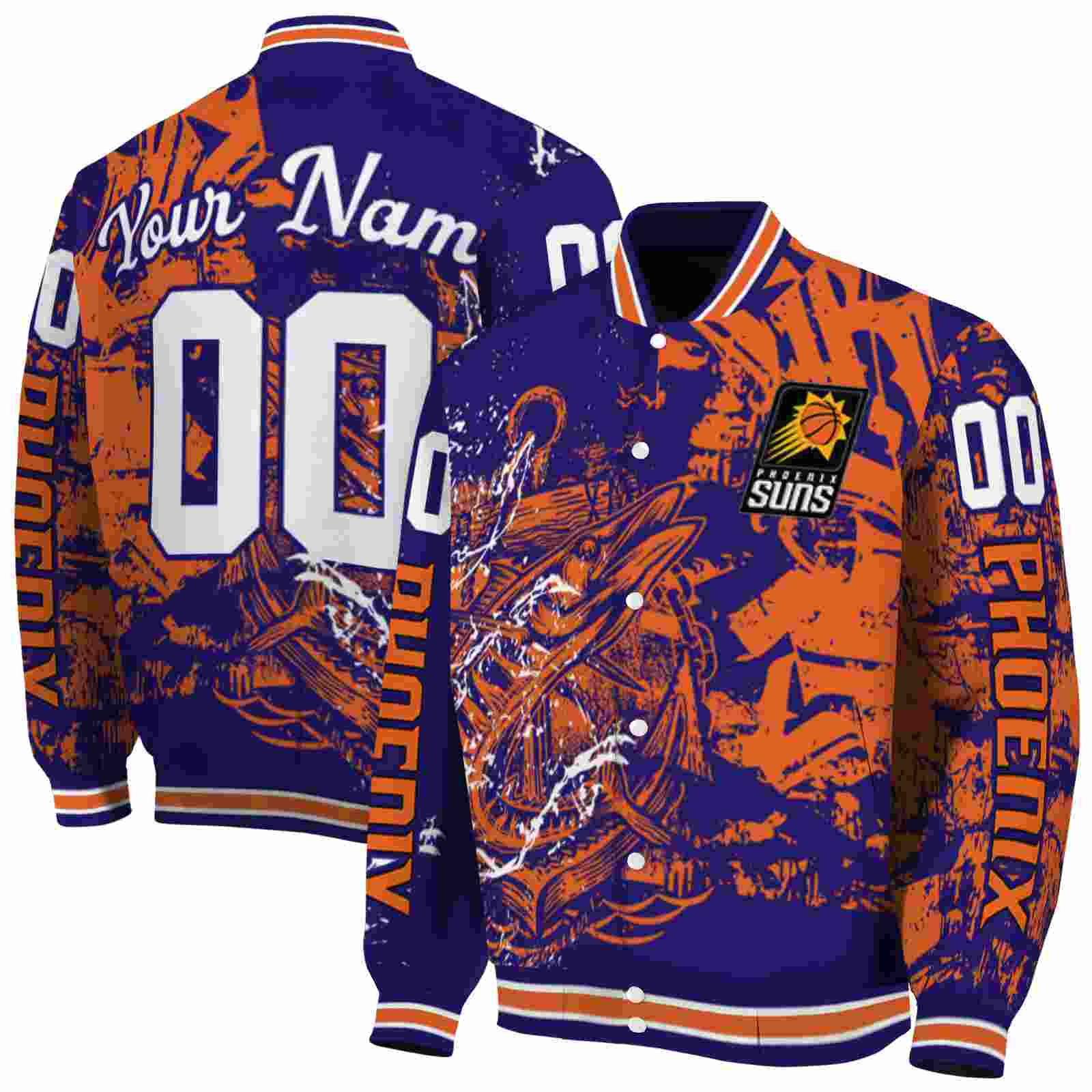 NBA Phoenix Suns Fishing Art Purple Custom Baseball Jacket Sport Fans Gear