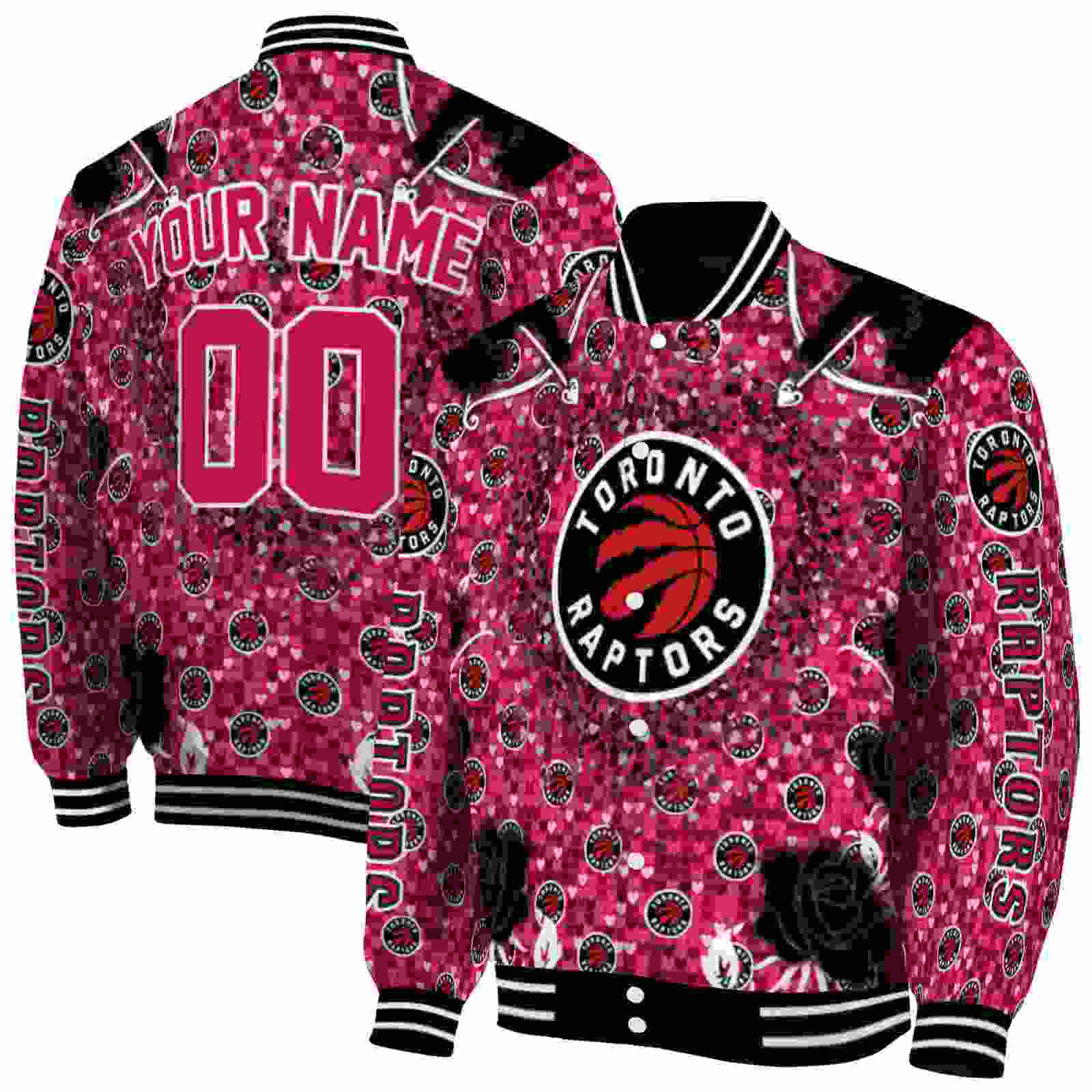 NBA Toronto Raptors Heart Explosion Red Custom Baseball Jacket Sport Fans Gear
