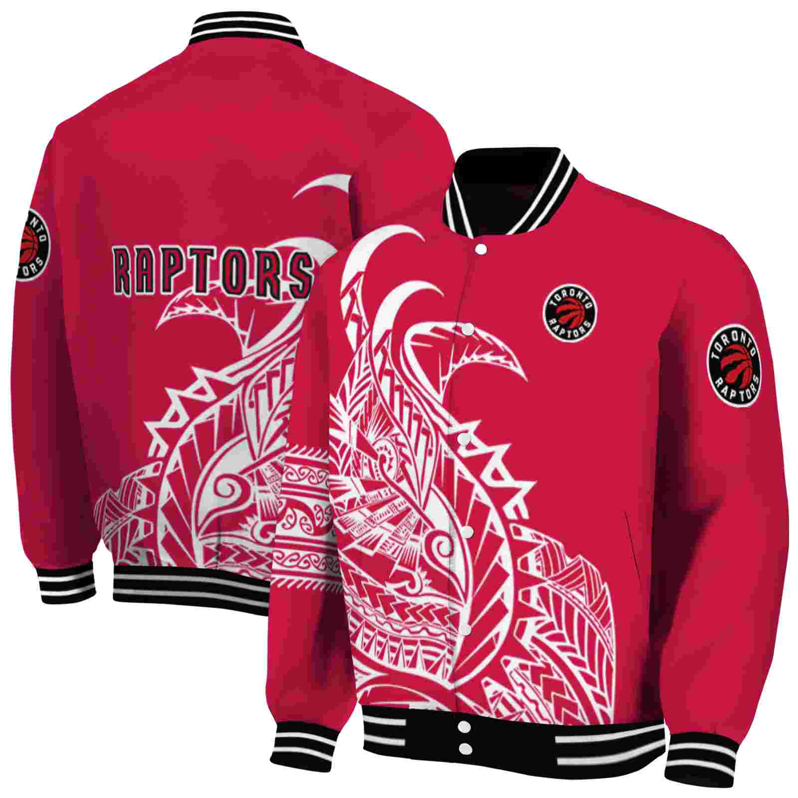 NBA Toronto Raptors Tribal Art Red White Black Custom Baseball Jacket Sport Fans Gear