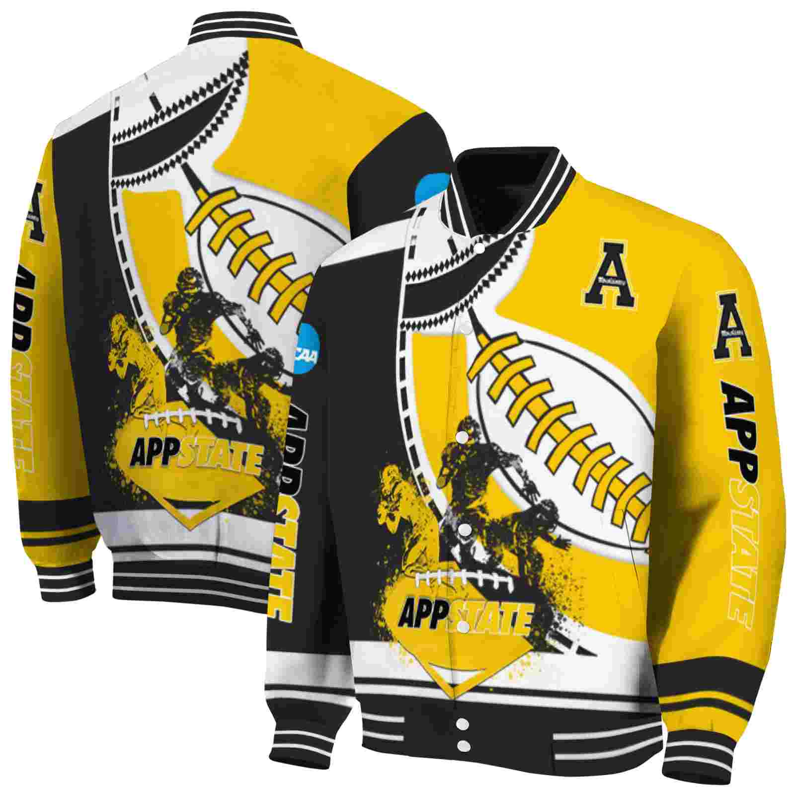 Ncaa Appalachian State Mountaineers Baseball Stitching Gold White Custom Baseball Jacket Sport Fans Gear