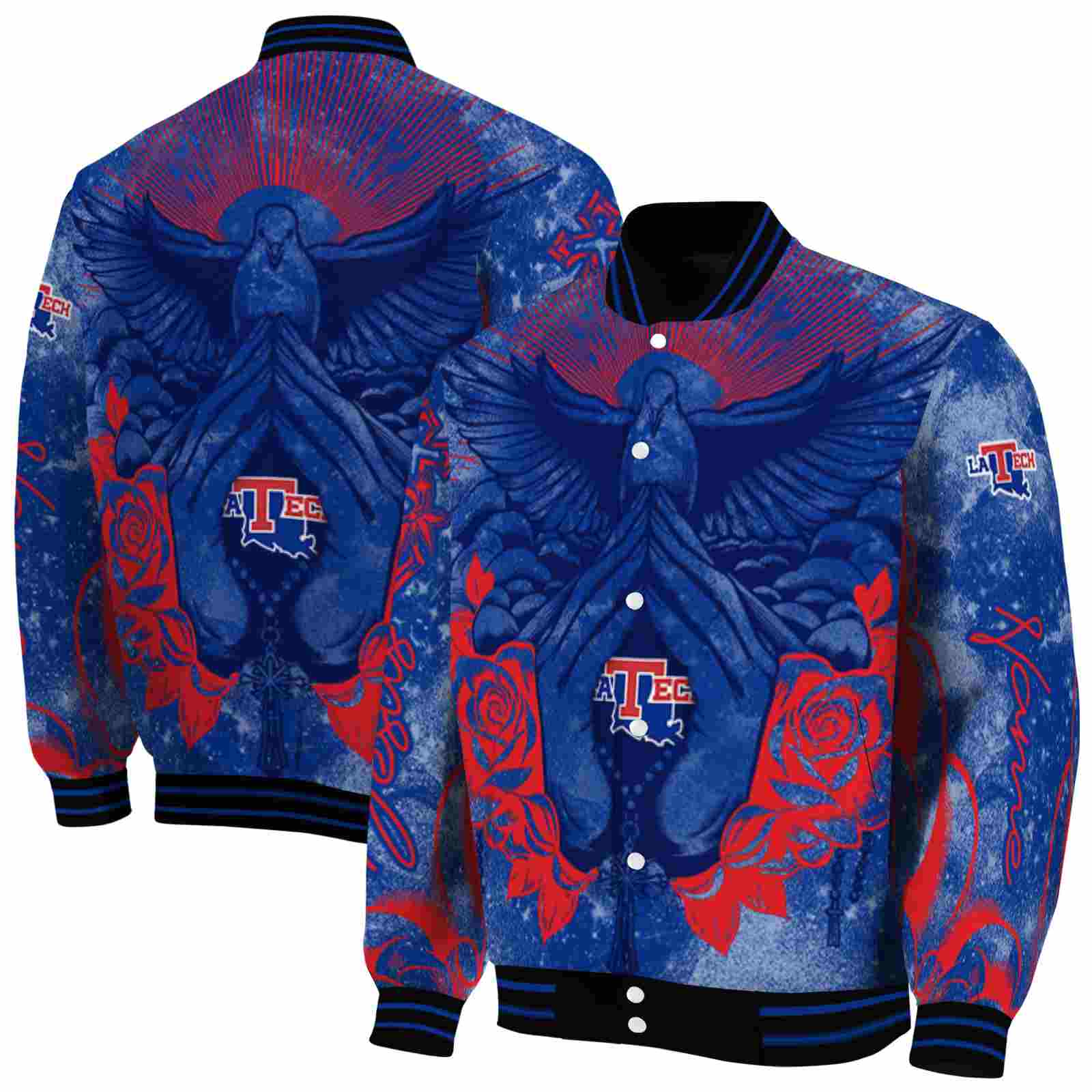 Ncaa Customized LA Tech Praying Hands Blue Custom Baseball Jacket Sport Fans Gear