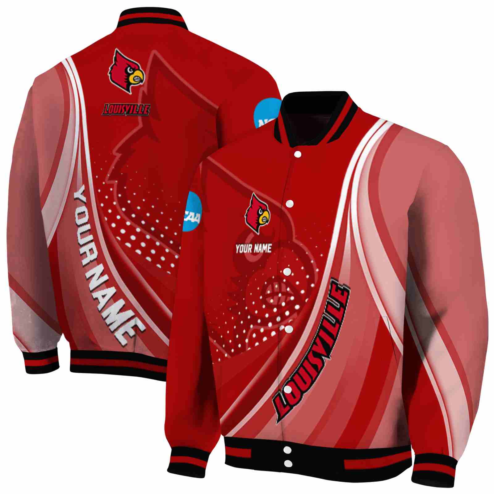 Ncaa Customized Louisville Cardinals Wave Patterns Red Custom Baseball Jacket Sport Fans Gear