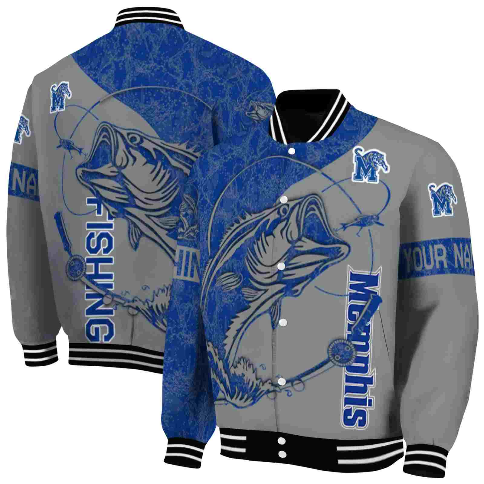 Ncaa Customized Memphis Tigers Fishing Rod Gray Custom Baseball Jacket Sport Fans Gear