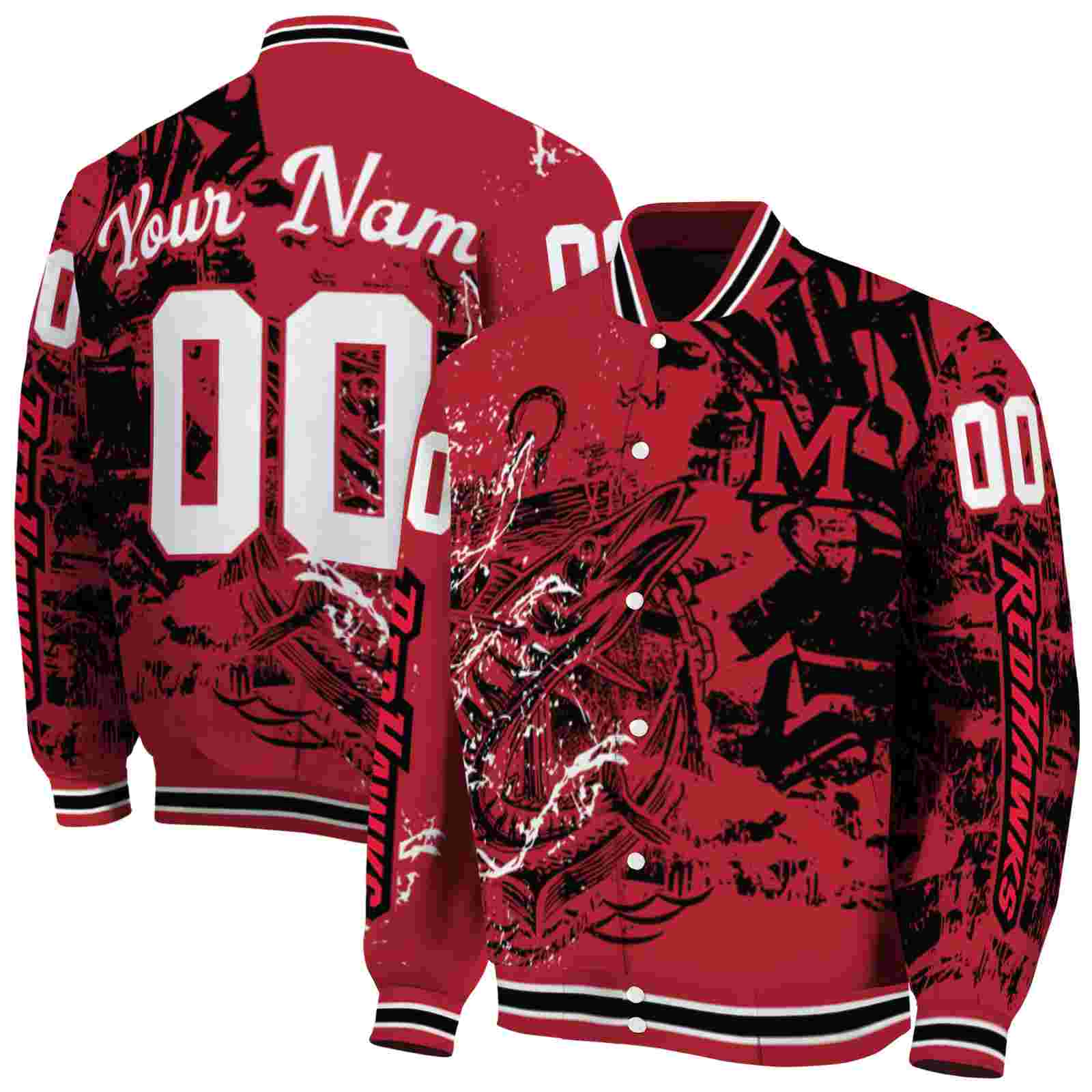 Ncaa Customized Miami RedHawks Fishing Art Red Custom Baseball Jacket Sport Fans Gear