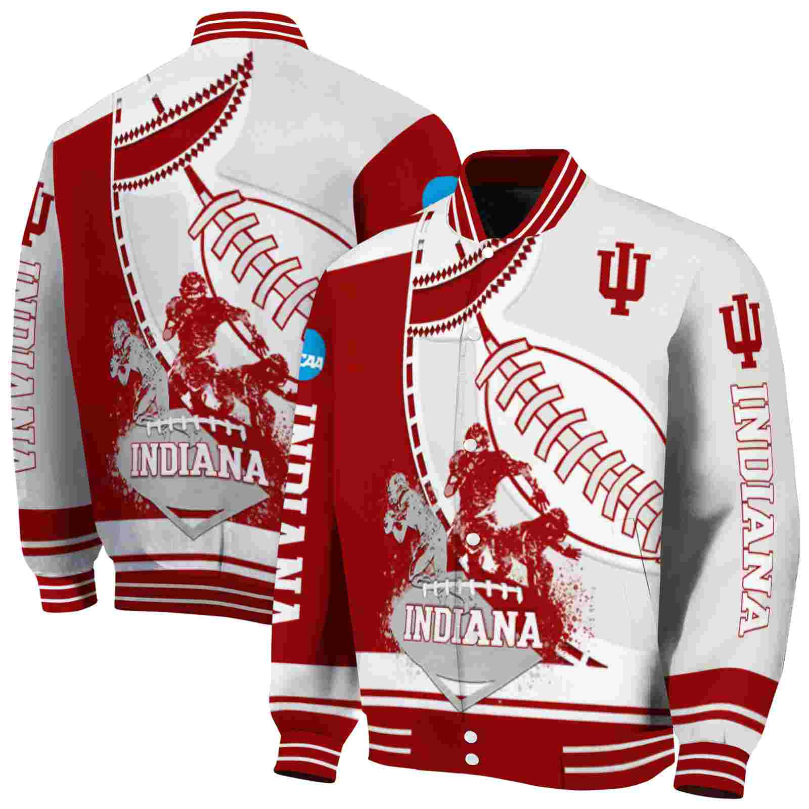 Ncaa Indiana Hoosiers Baseball Stitching Cream White Custom Baseball Jacket Sport Fans Gear